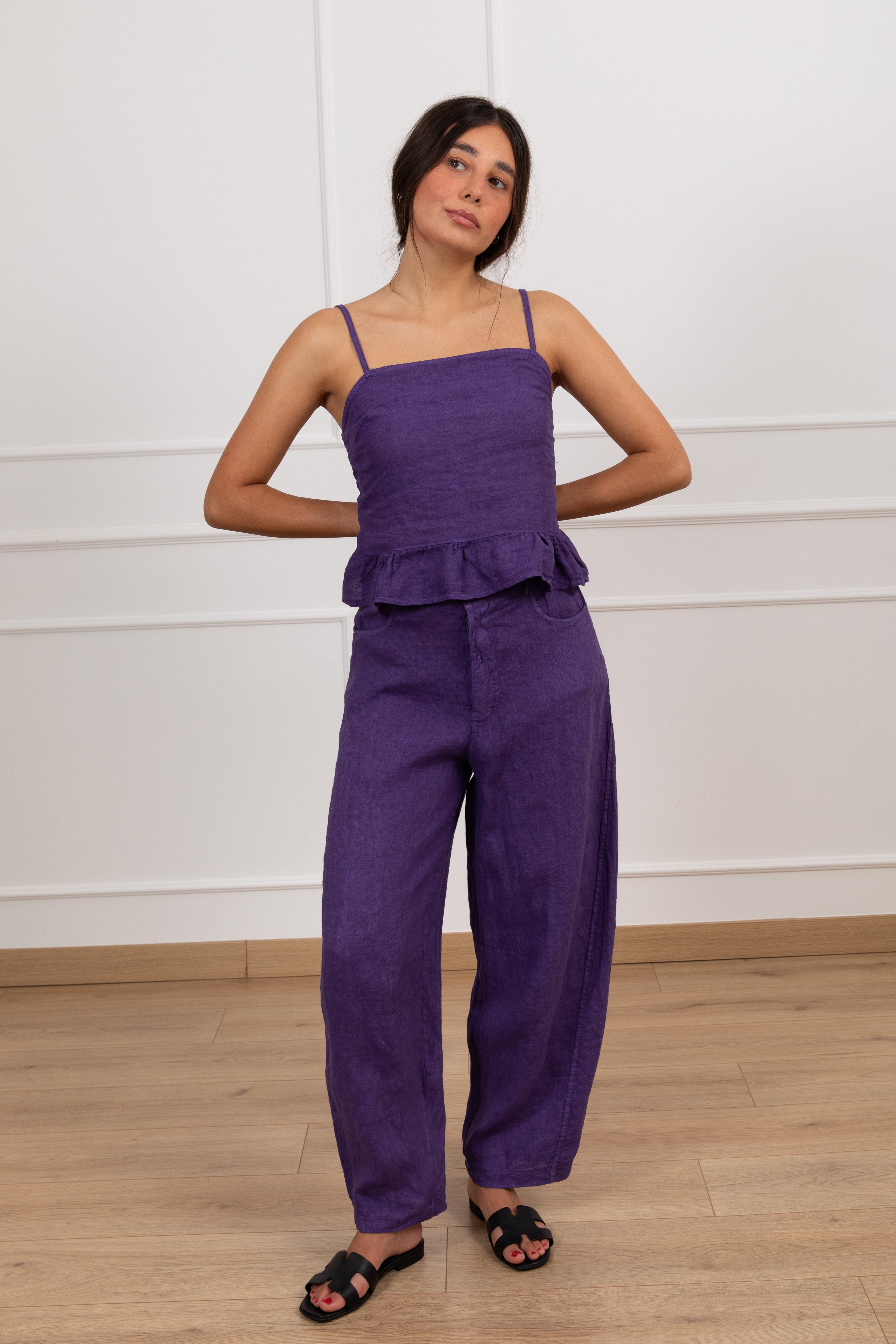 Pantalone barrel-fit 100% lino Susy Mix