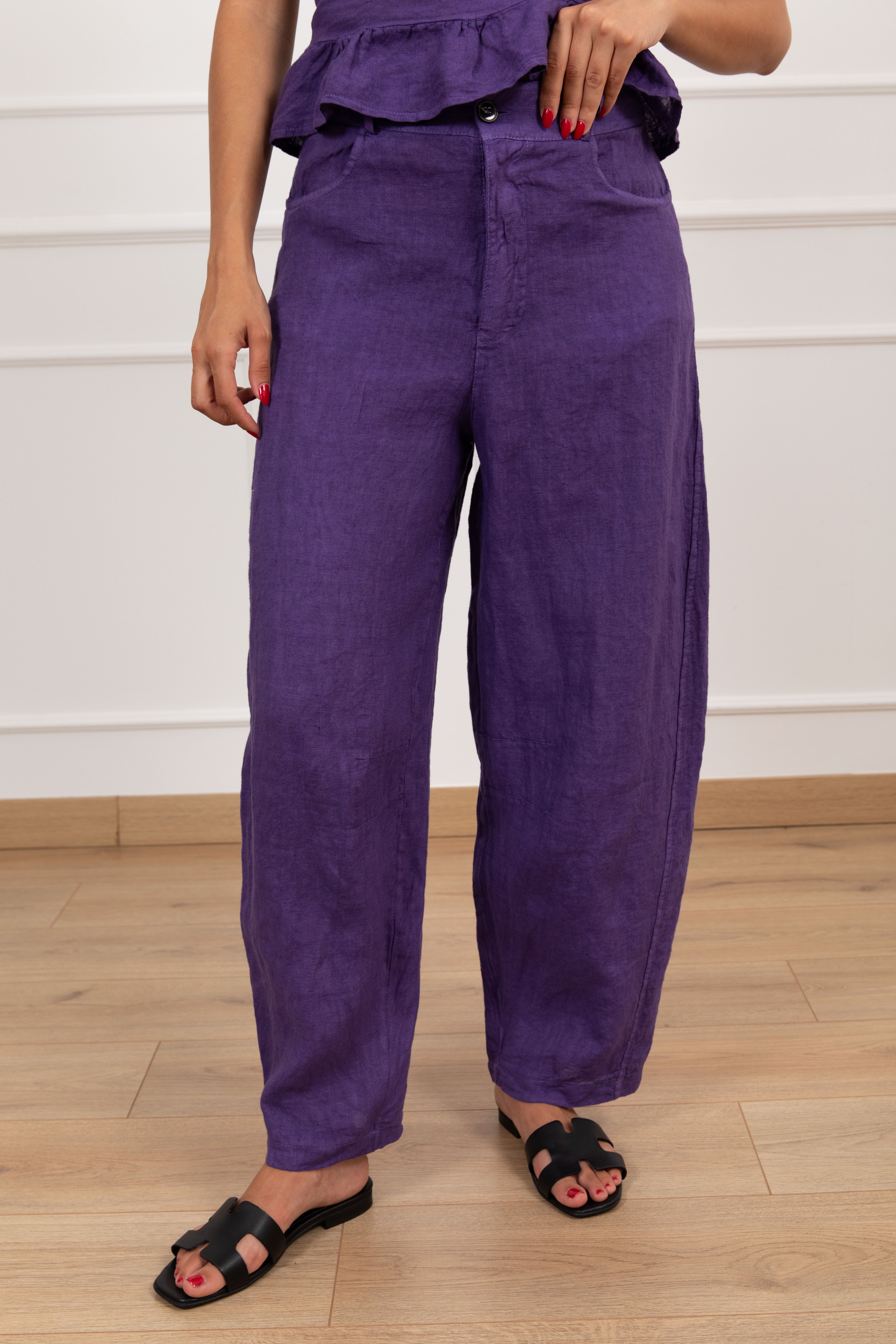 Pantalone barrel-fit 100% lino Susy Mix