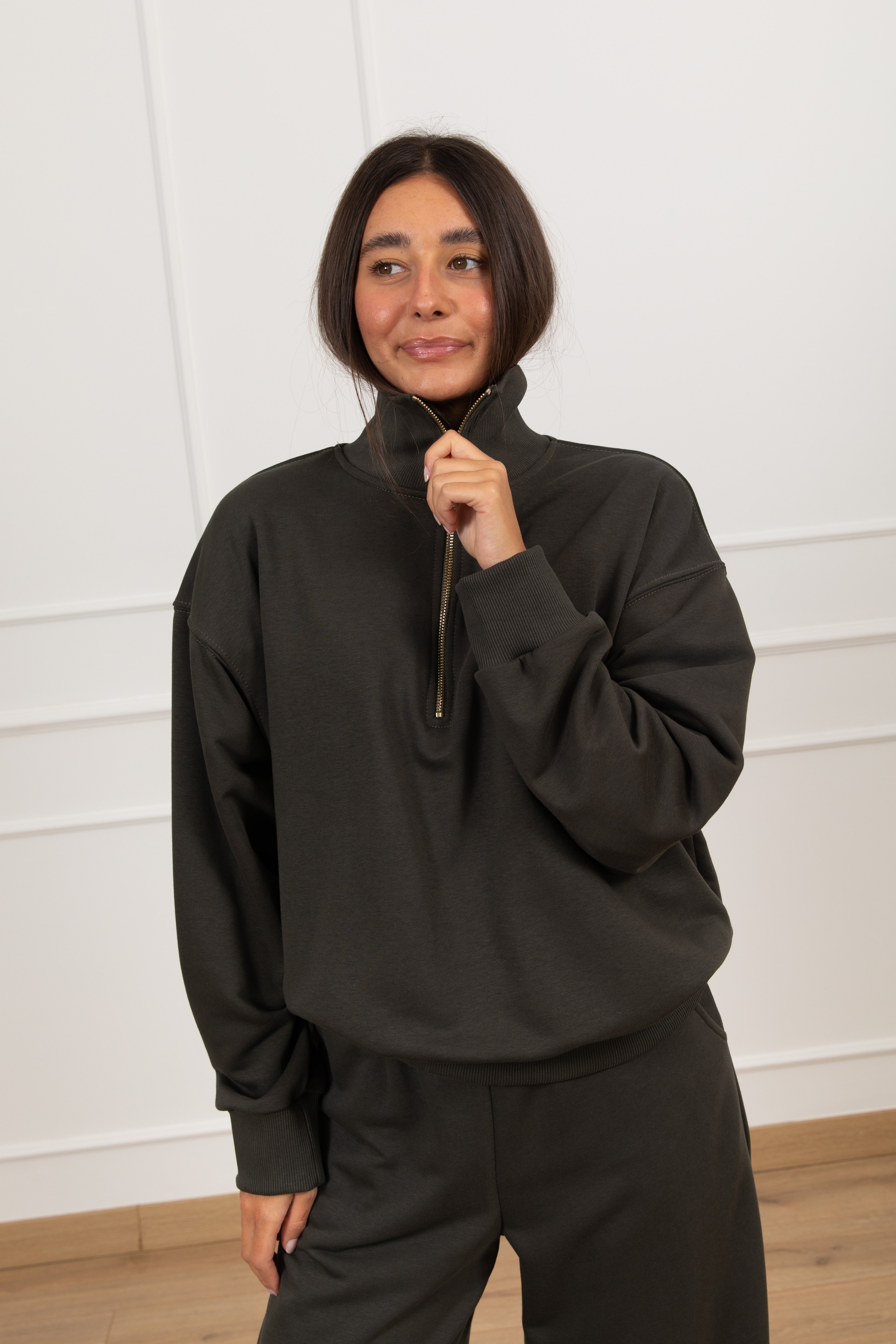 Felpa con mezza zip tinta unita Tensione IN