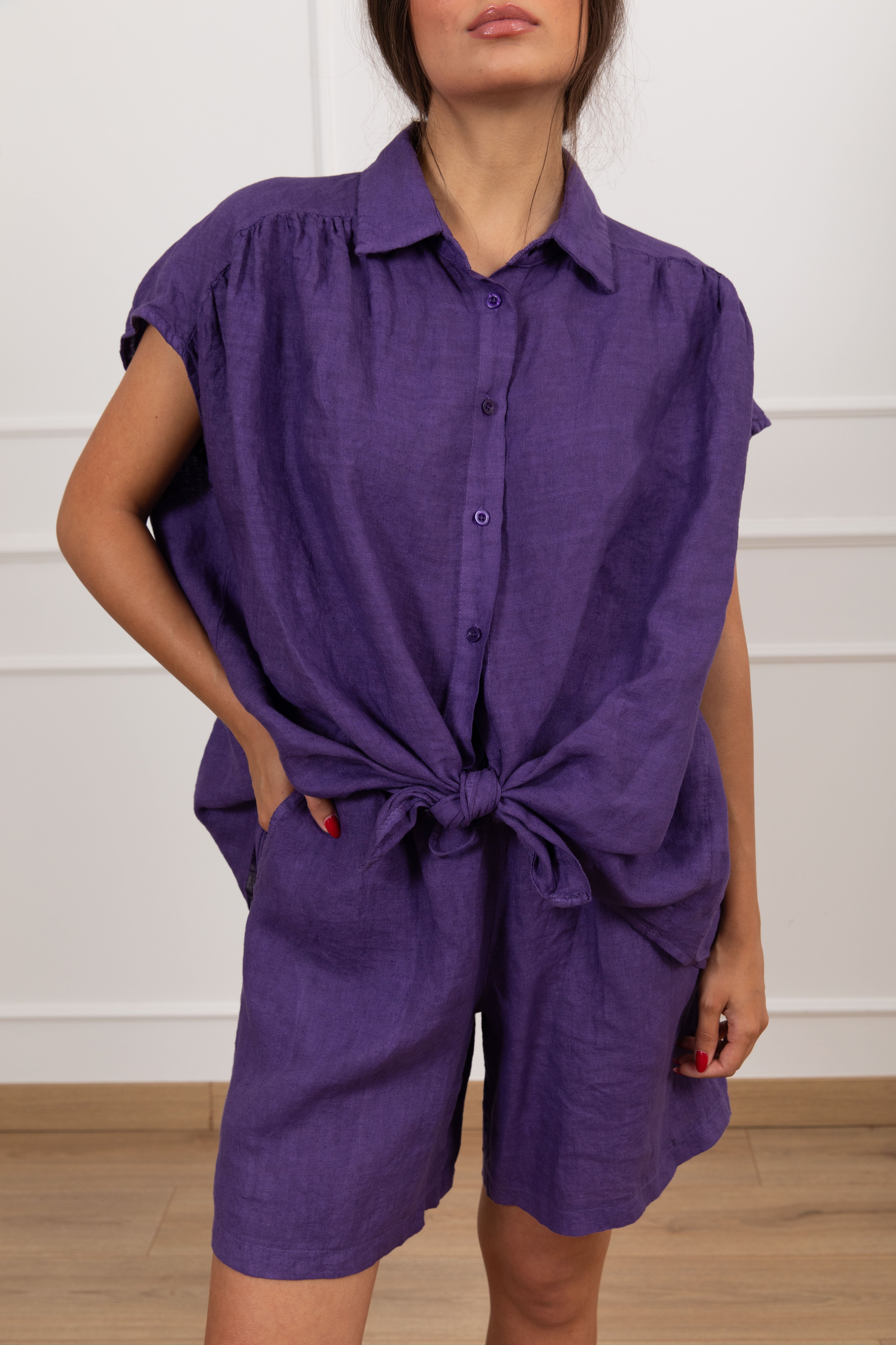 Camicia 100% lino con nodo Susy Mix