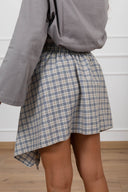 Mini-gonna check effetto camicia annodata grigio/beige ViCOLO