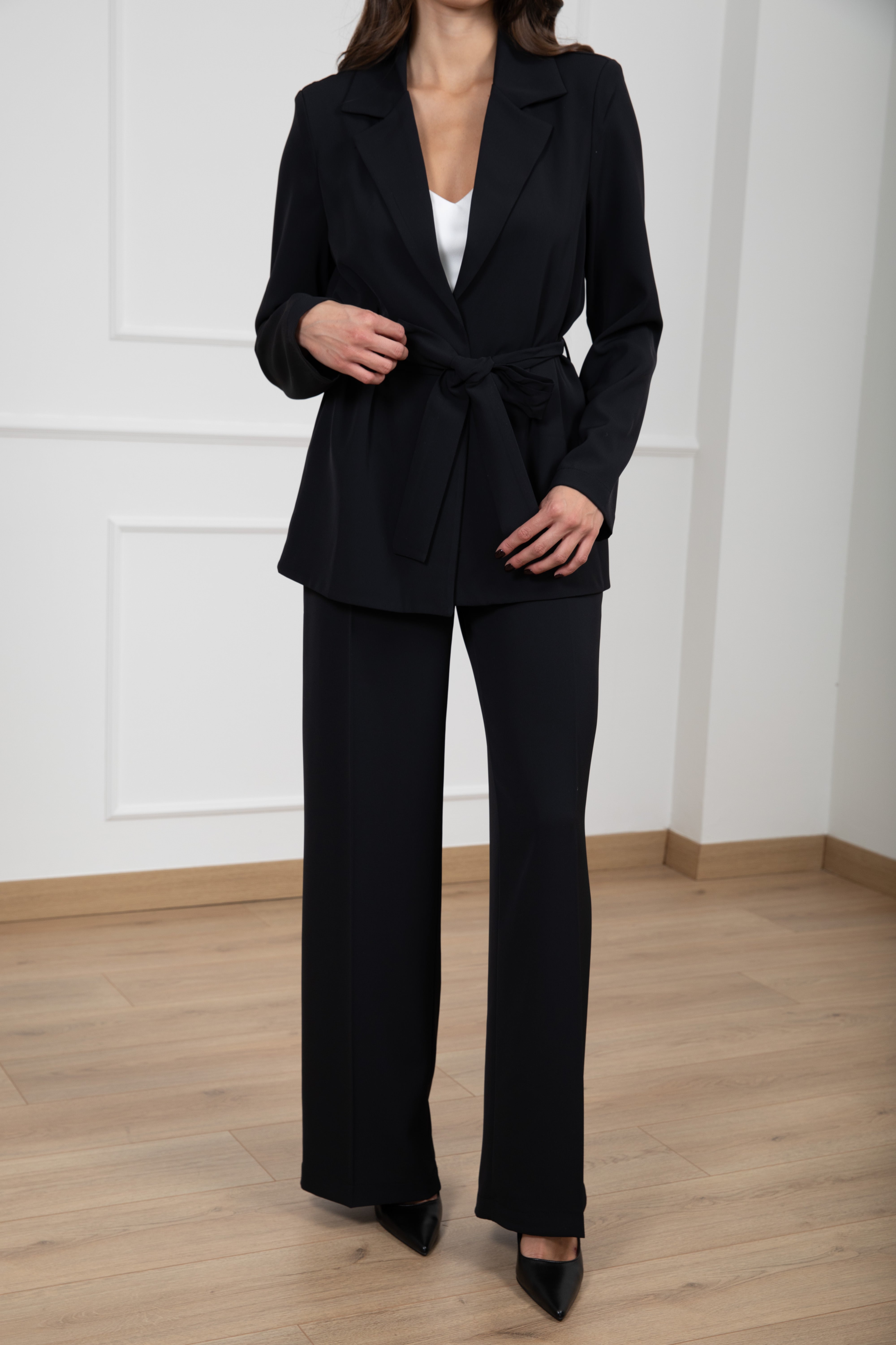 Tailleur fluido con fusciacca e pantalone con elastico Susy Mix