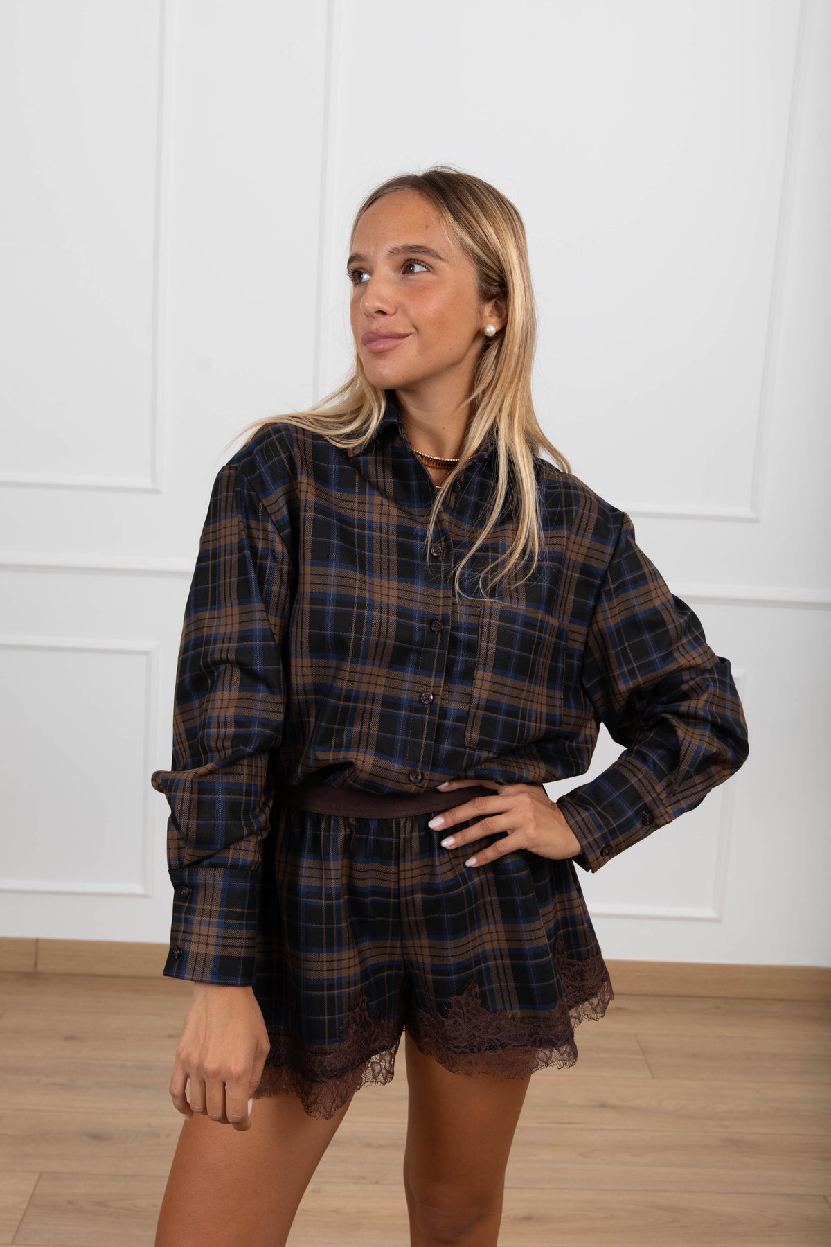 Camicia check biscotto con tasca Haveone