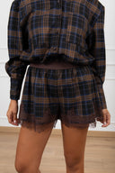 Shorts check biscotto con pizzo Haveone