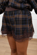 Shorts check biscotto con pizzo Haveone