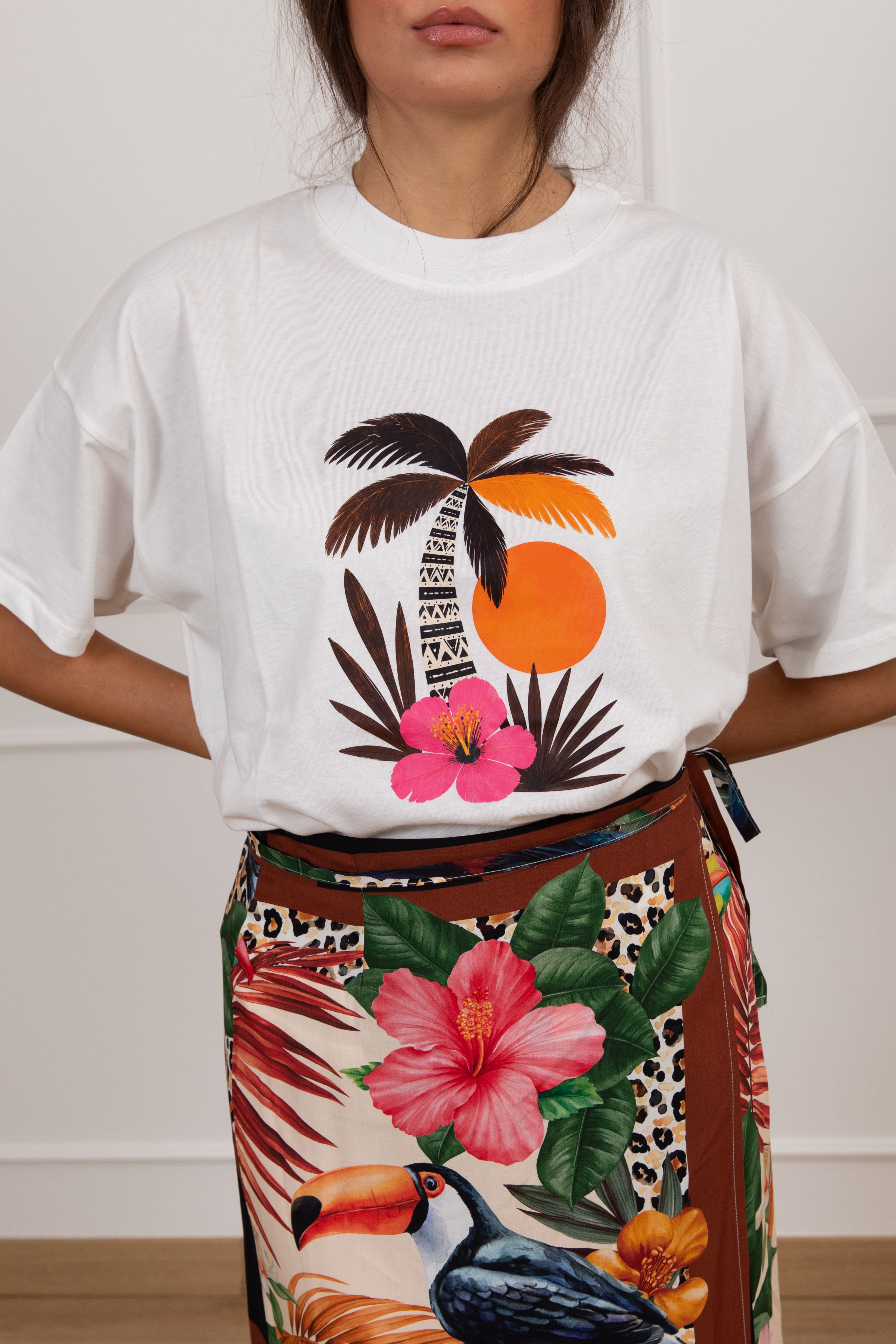 T-shirt stampa palma ViCOLO