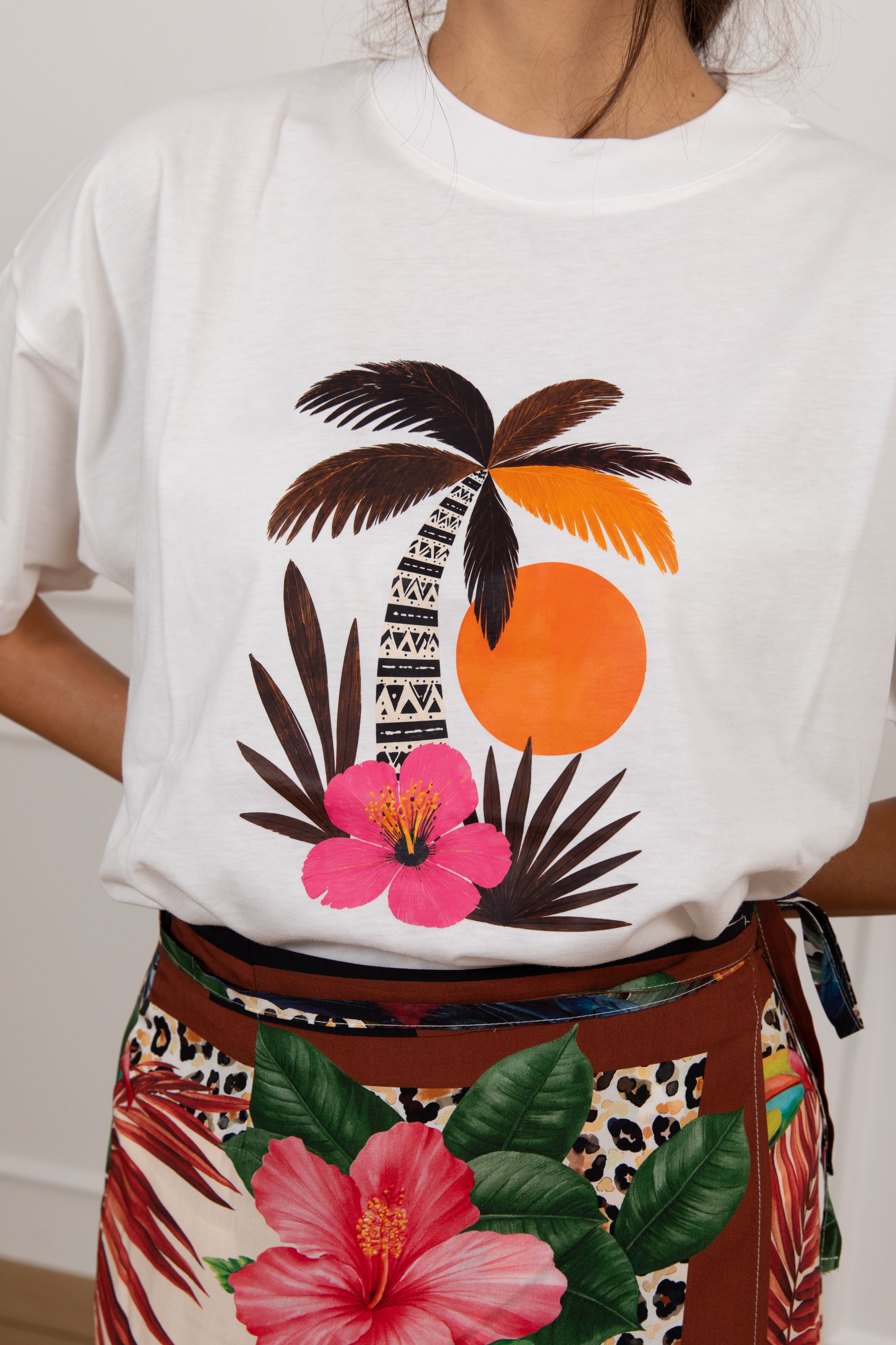 T-shirt stampa palma ViCOLO