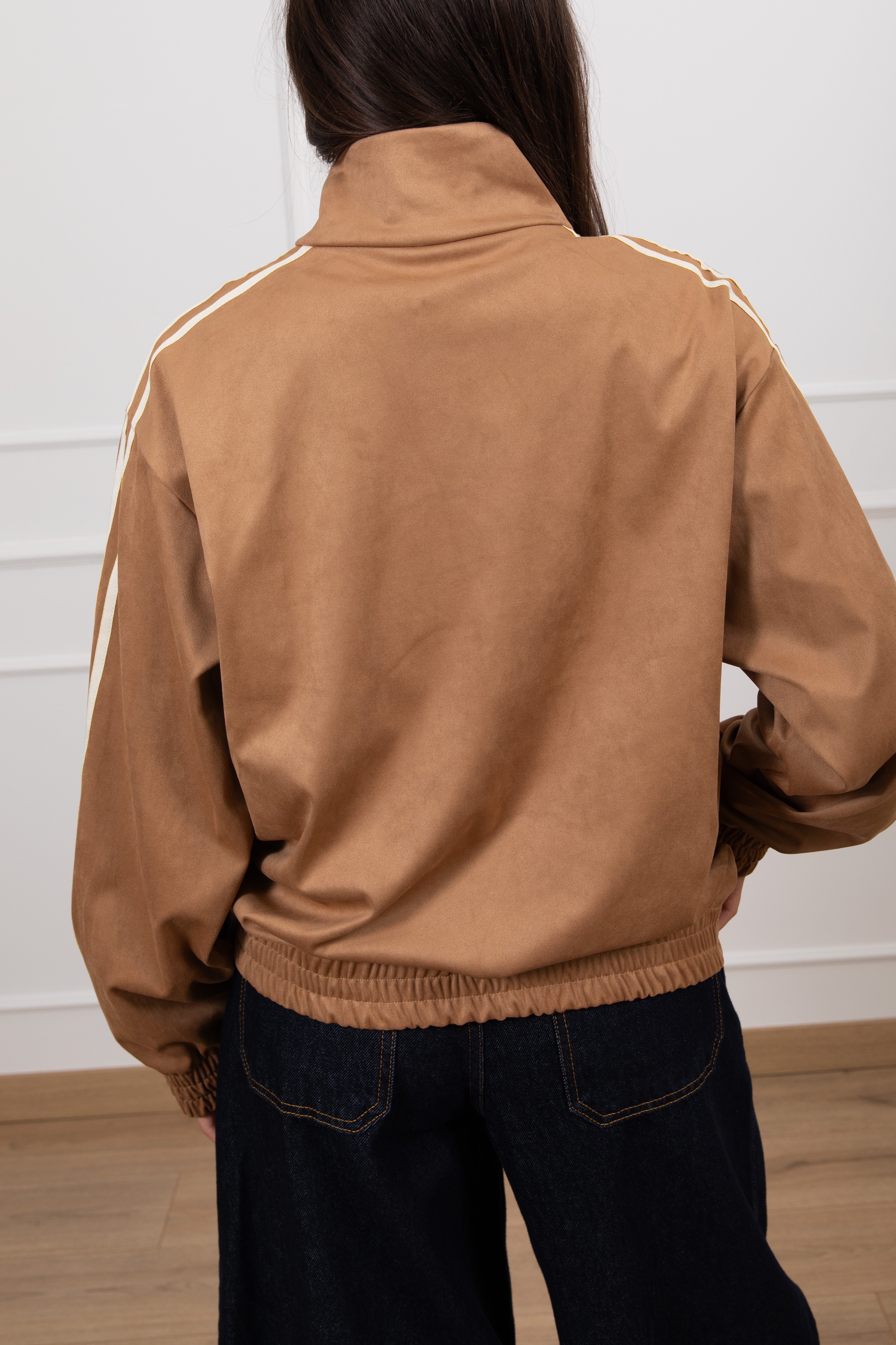 Bomber in eco-camoscio con bande laterali e alamari Tensione IN