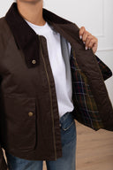 Field jacket cropped con colletto in velluto a coste variante moro Tensione IN