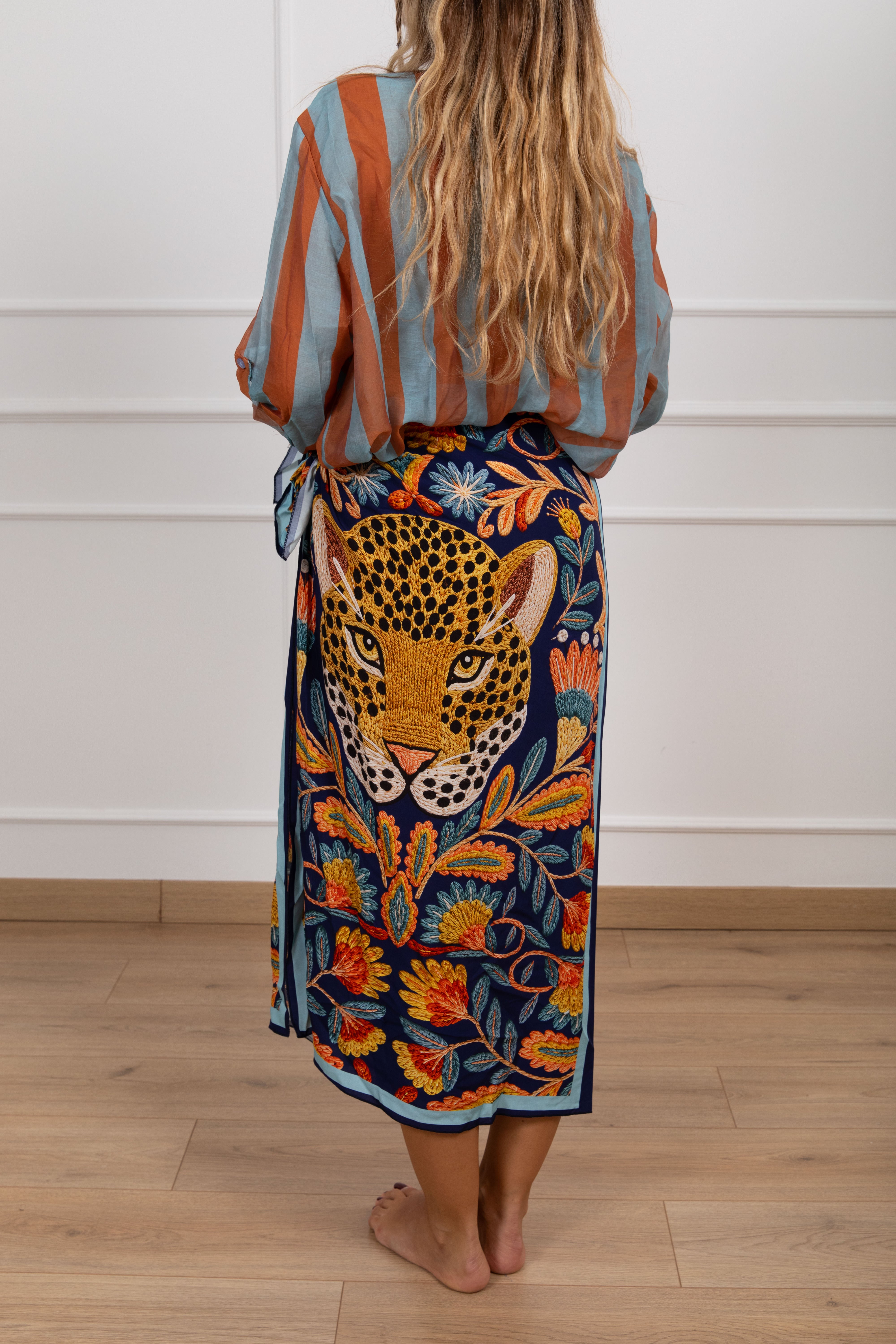 Gonna lunga pareo fantasia tigre blu Haveone