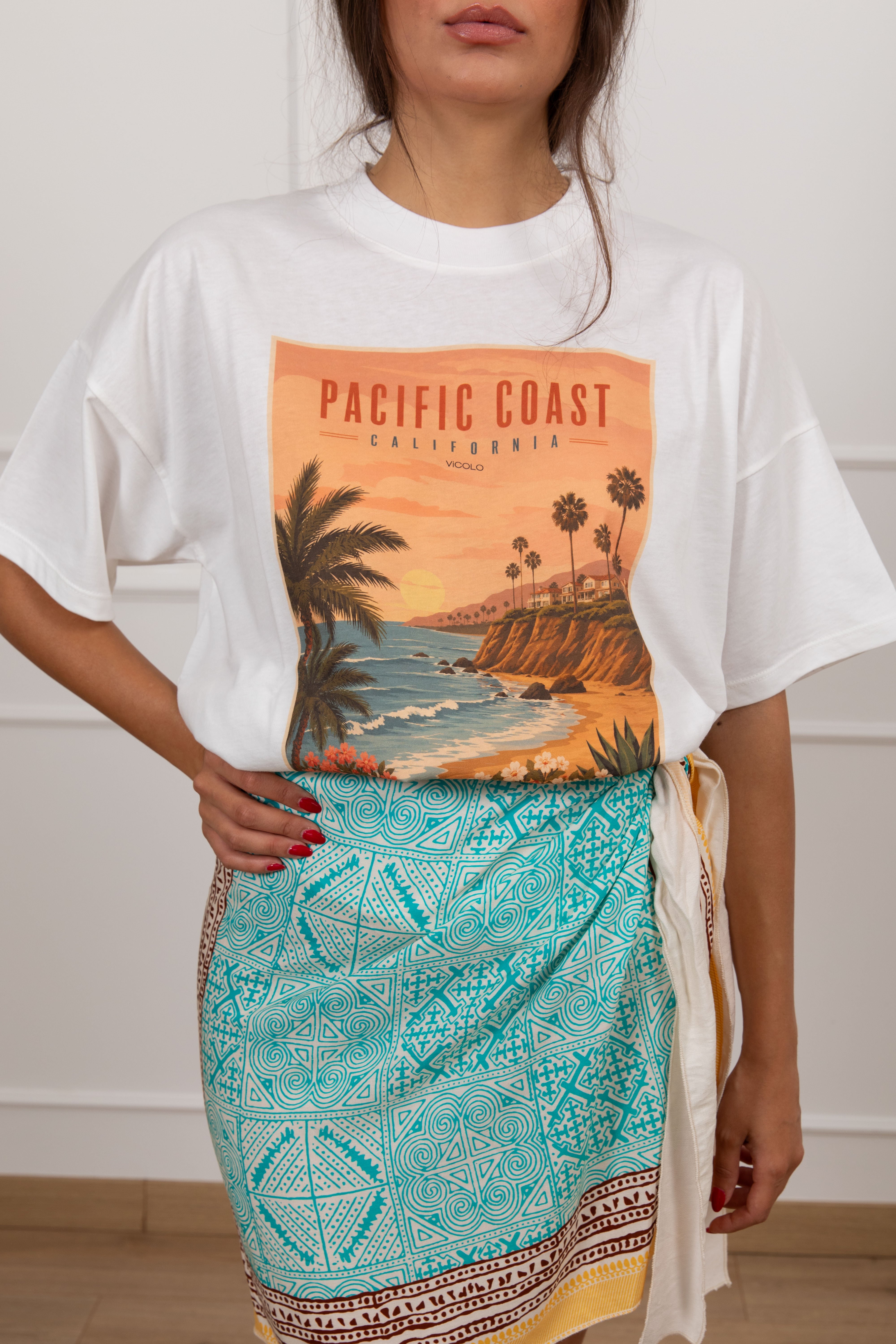 T-shirt stampa California "Pacific Coast" ViCOLO