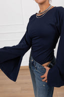 T-shirt body manica svasata con spacchetto variante blu Haveone