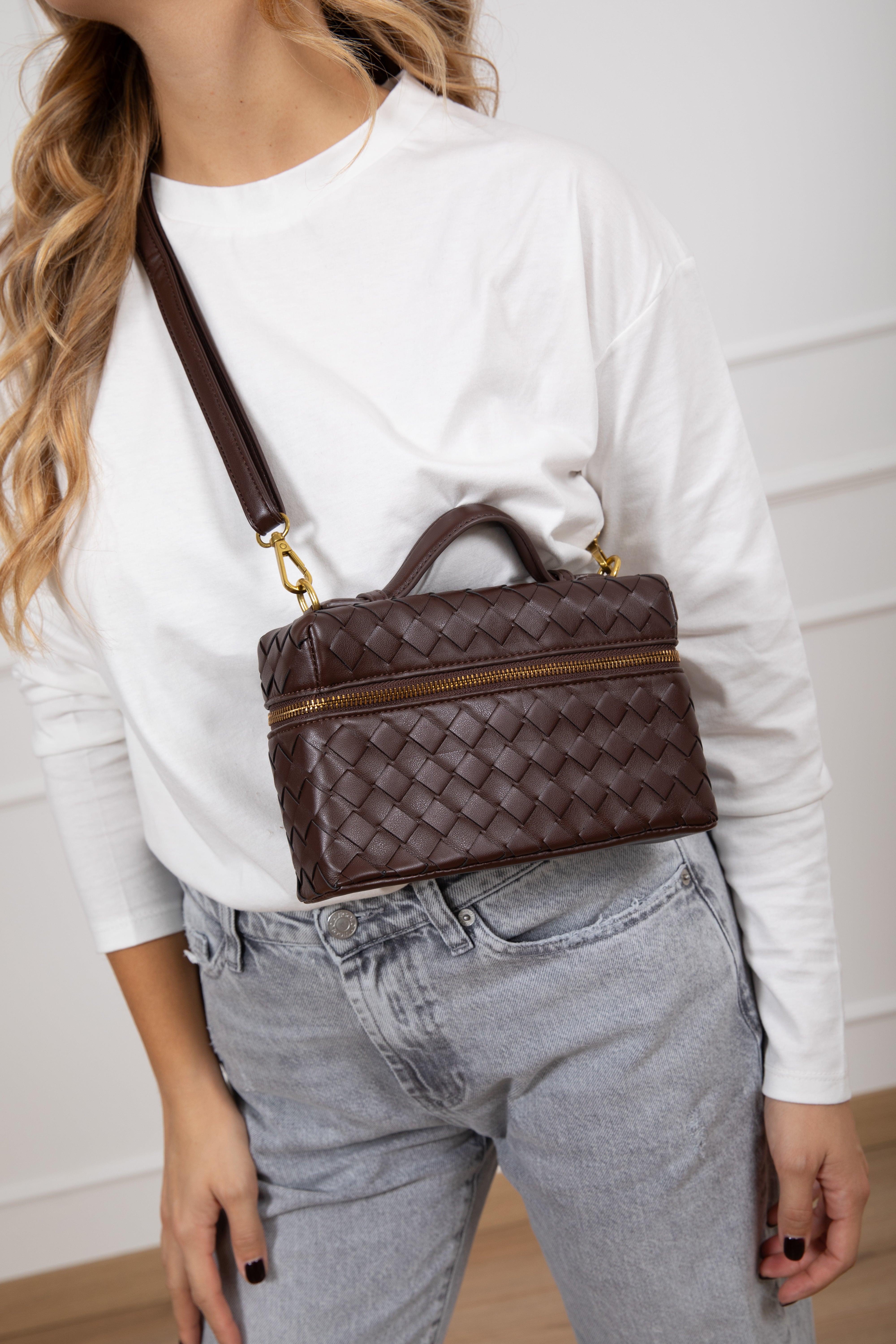 Handbag bauletto con intreccio