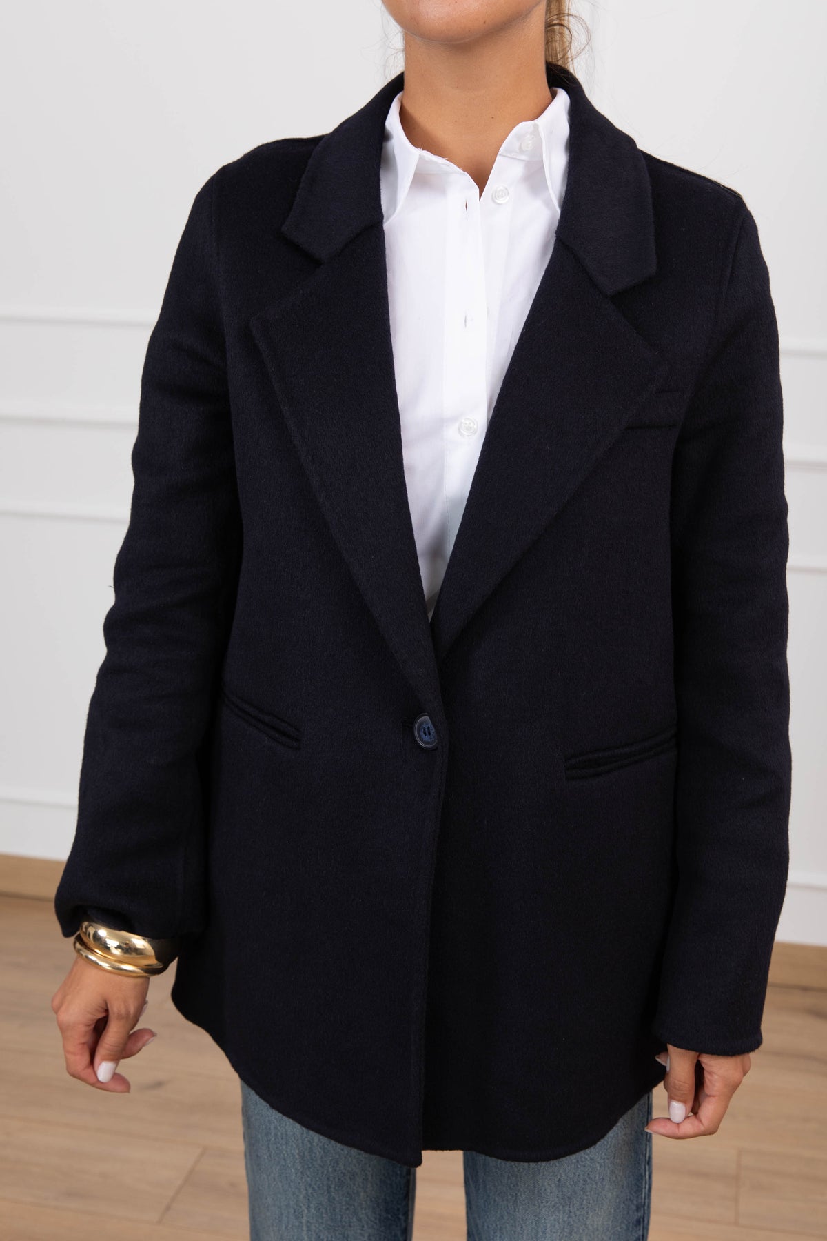 Giacca-cappotto mono-bottone variante blu Susy Mix