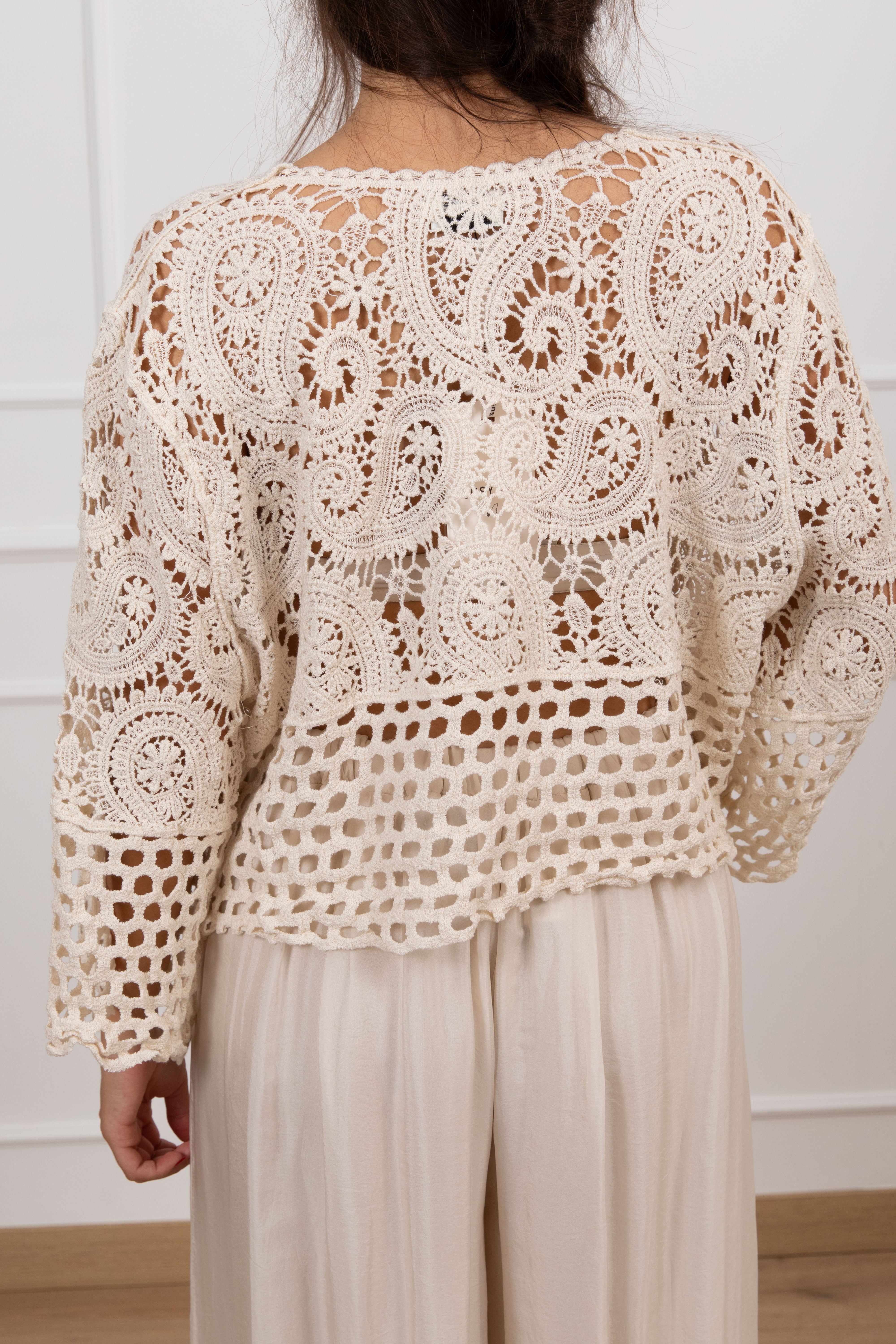 Cardigan crochet con laccio Susy Mix