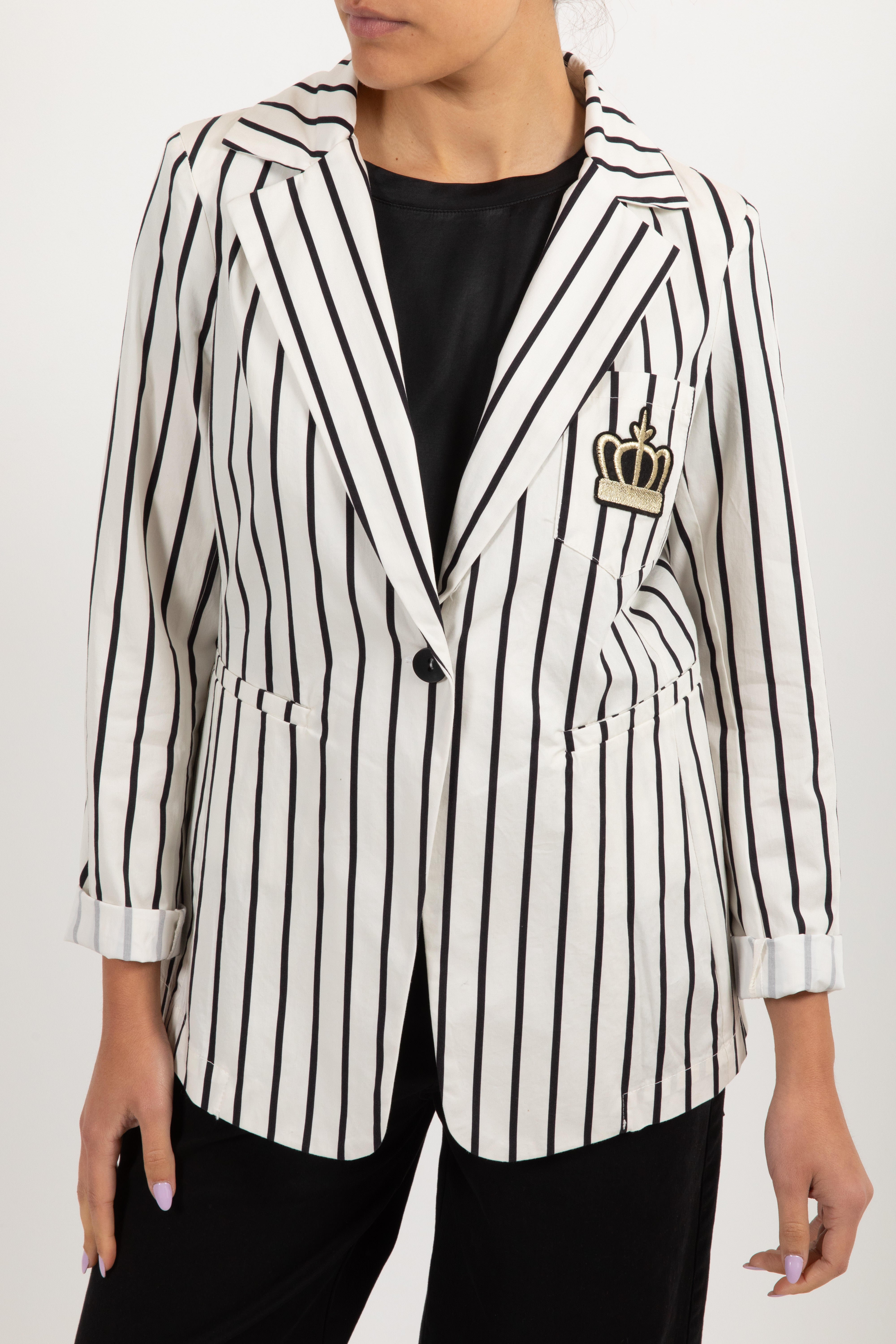 Blazer mono-bottone a righe con patch Tensione IN