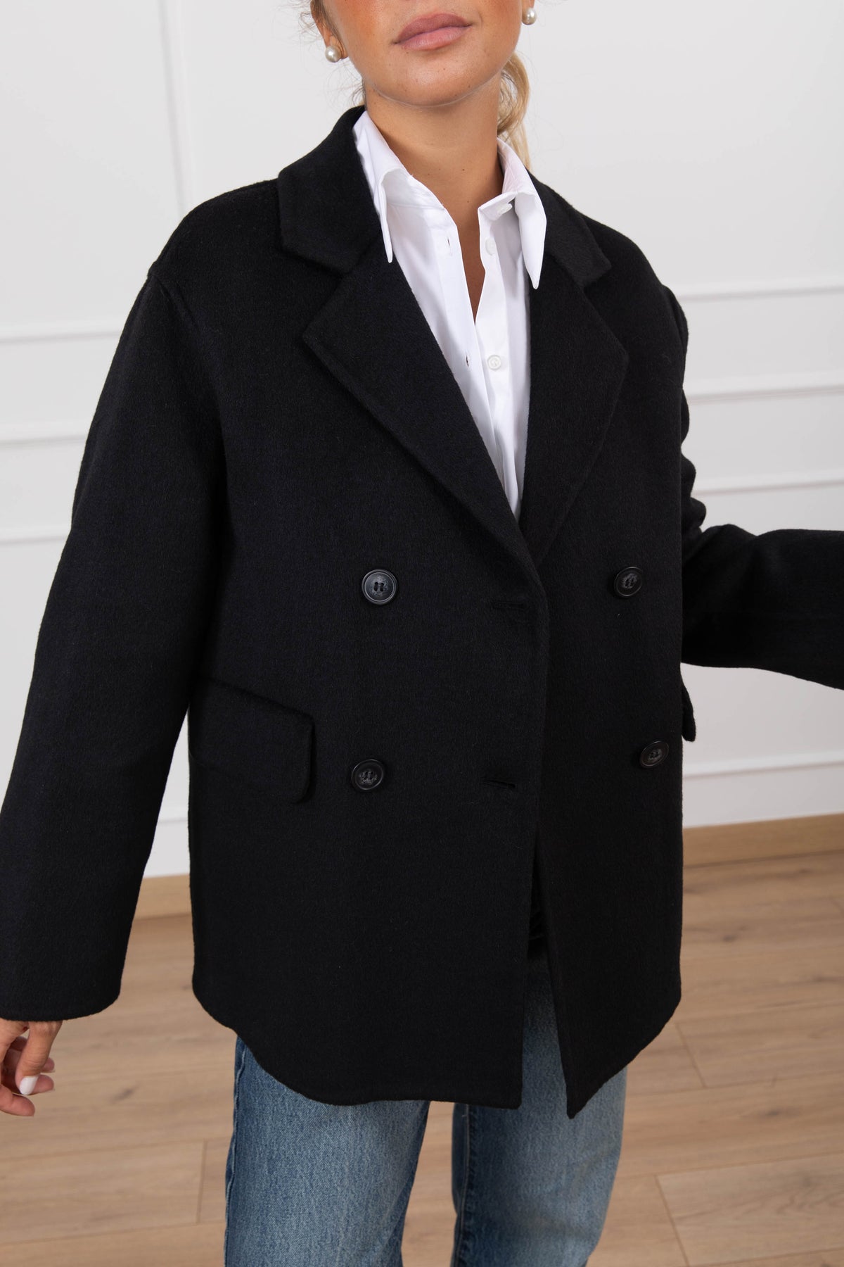 Giacca cappotto doppio-petto variante nero Susy Mix