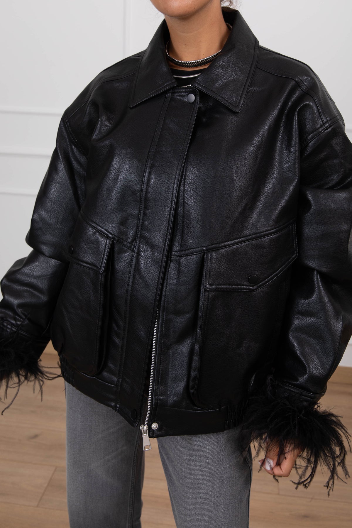 Giaccone in eco-pelle variante nero Haveone