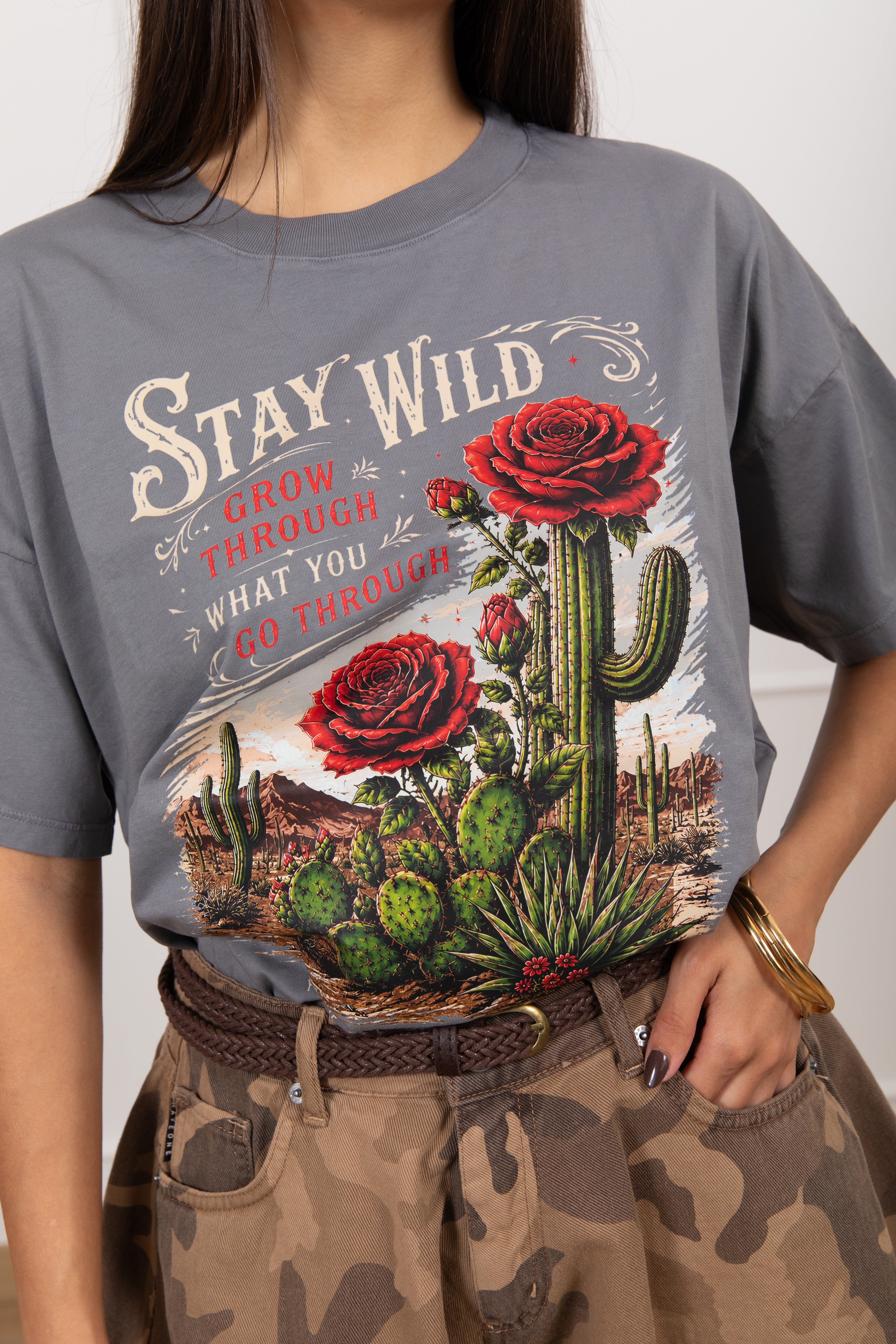 T-shirt stampa rock "Stay wild" ViCOLO