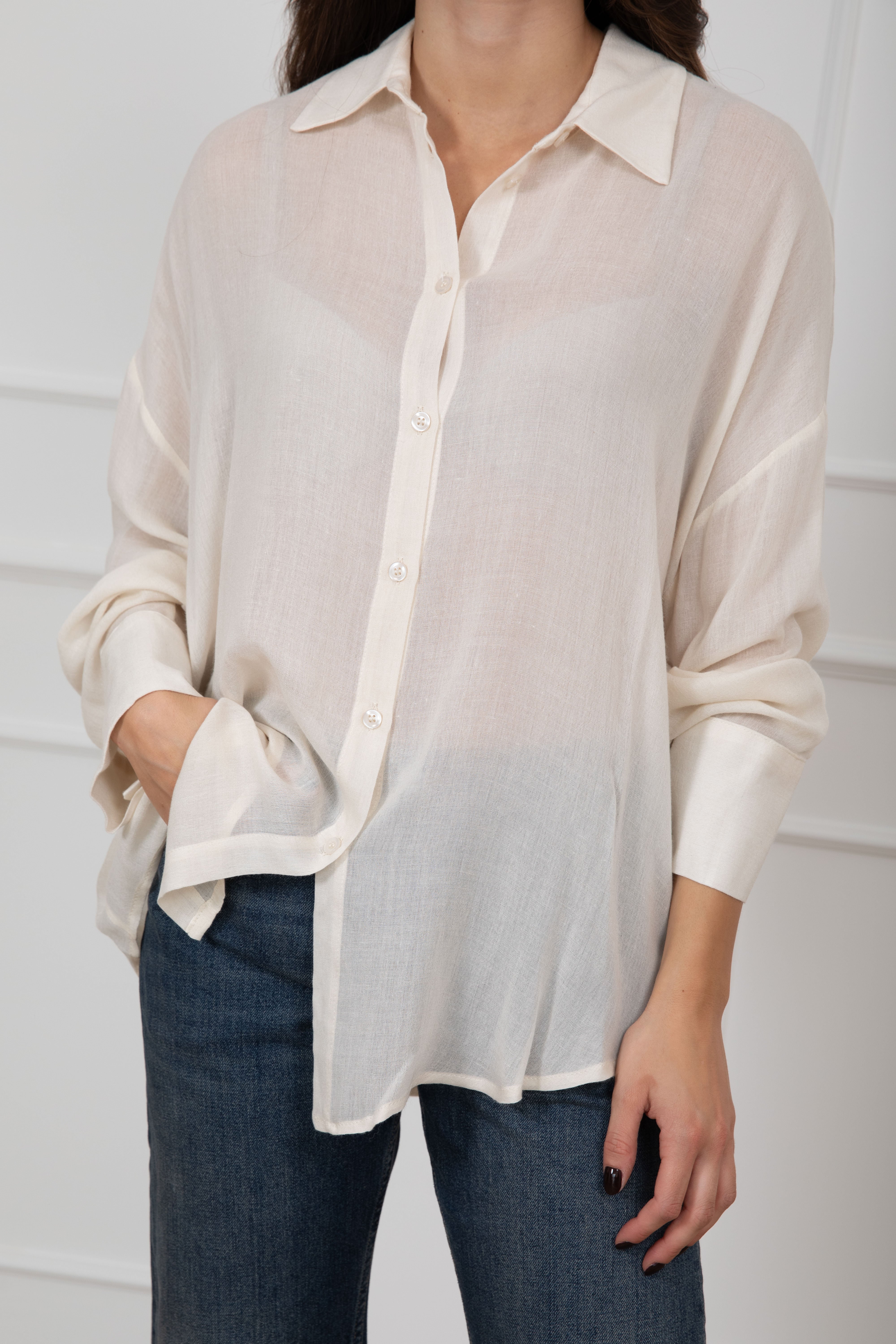 Camicia over-size in viscosa e lana Susy Mix