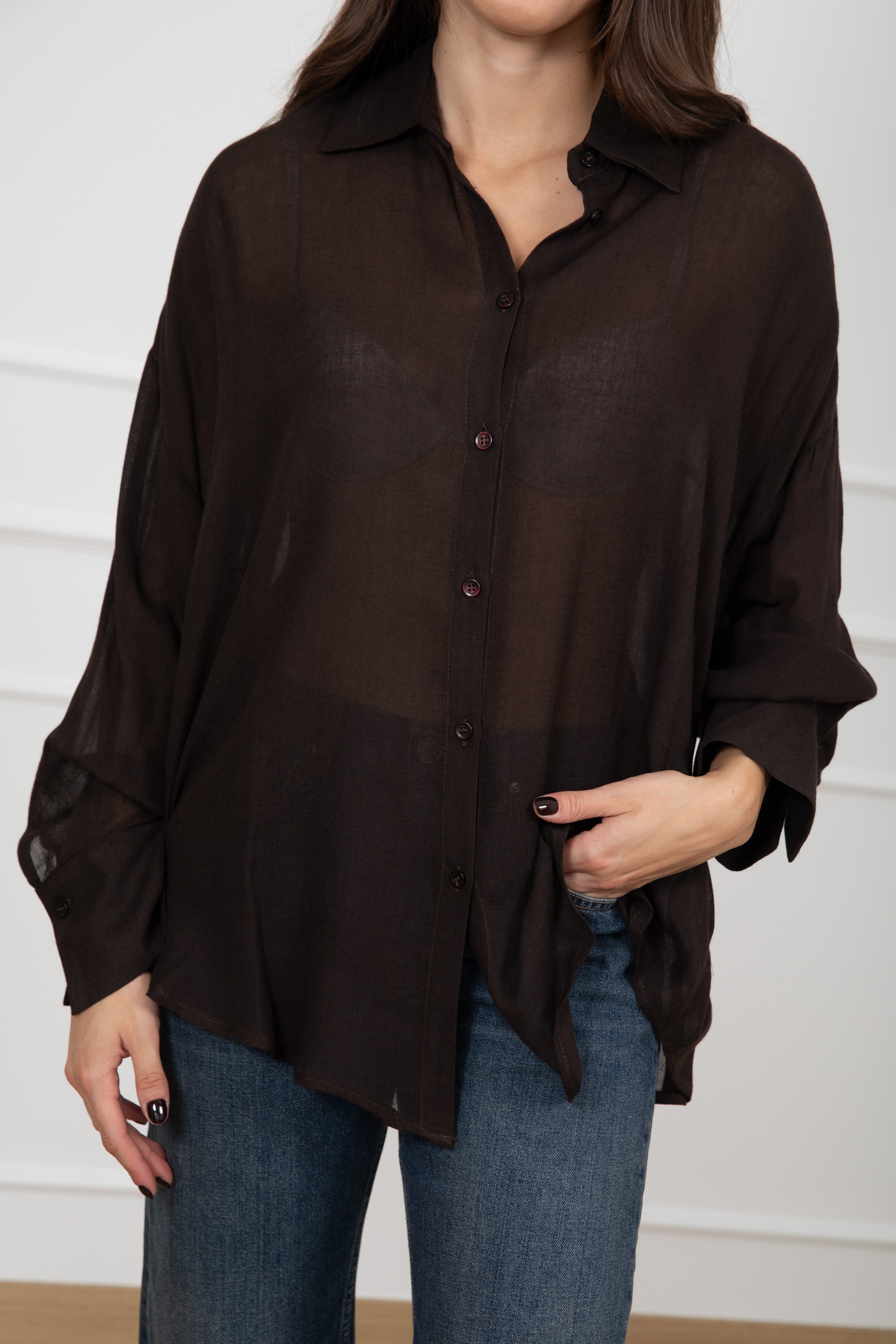Camicia over-size in viscosa e lana Susy Mix