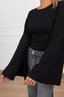T-shirt body manica svasata con spacchetto variante nero Haveone