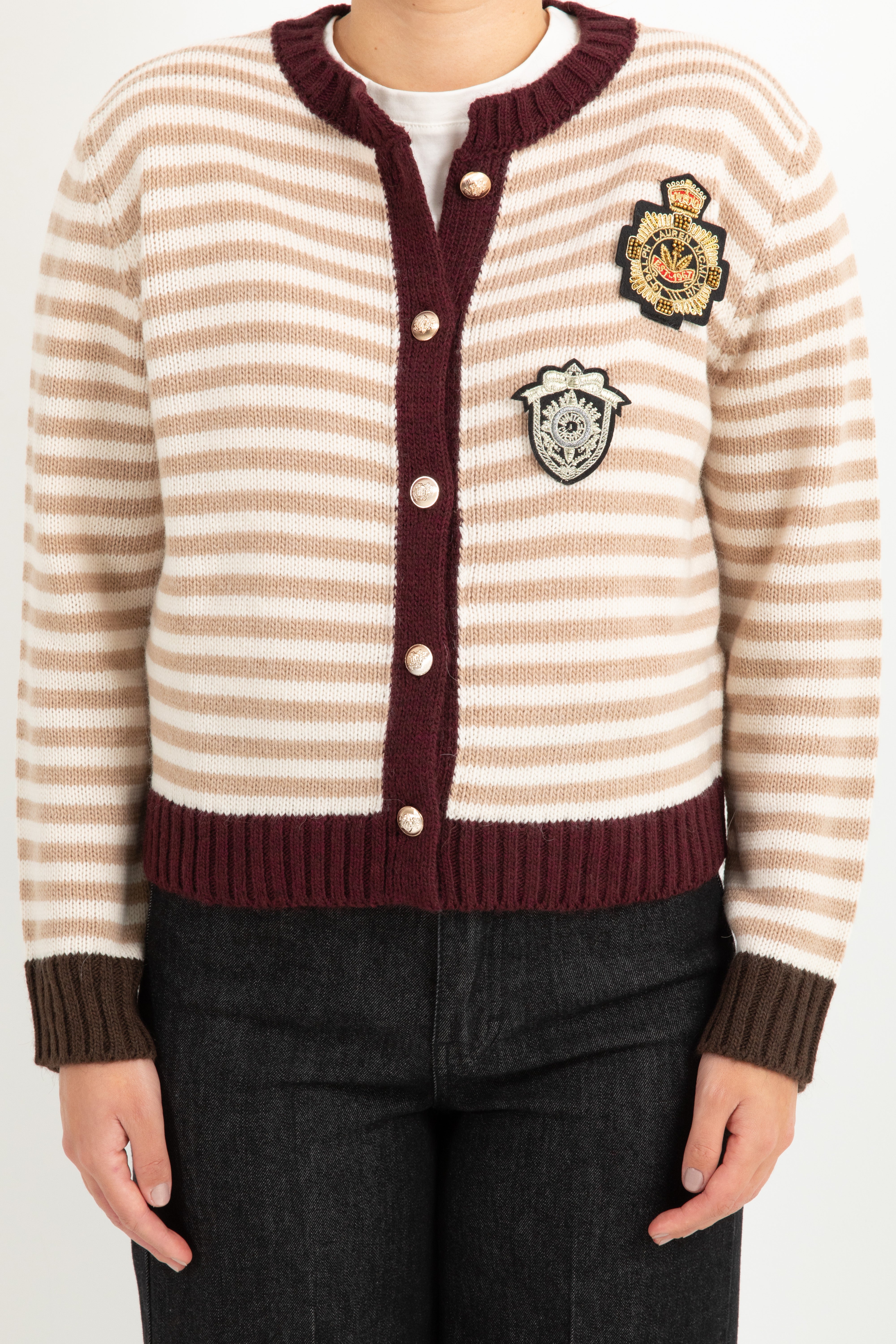 Cardigan a righe con patch Tensione IN