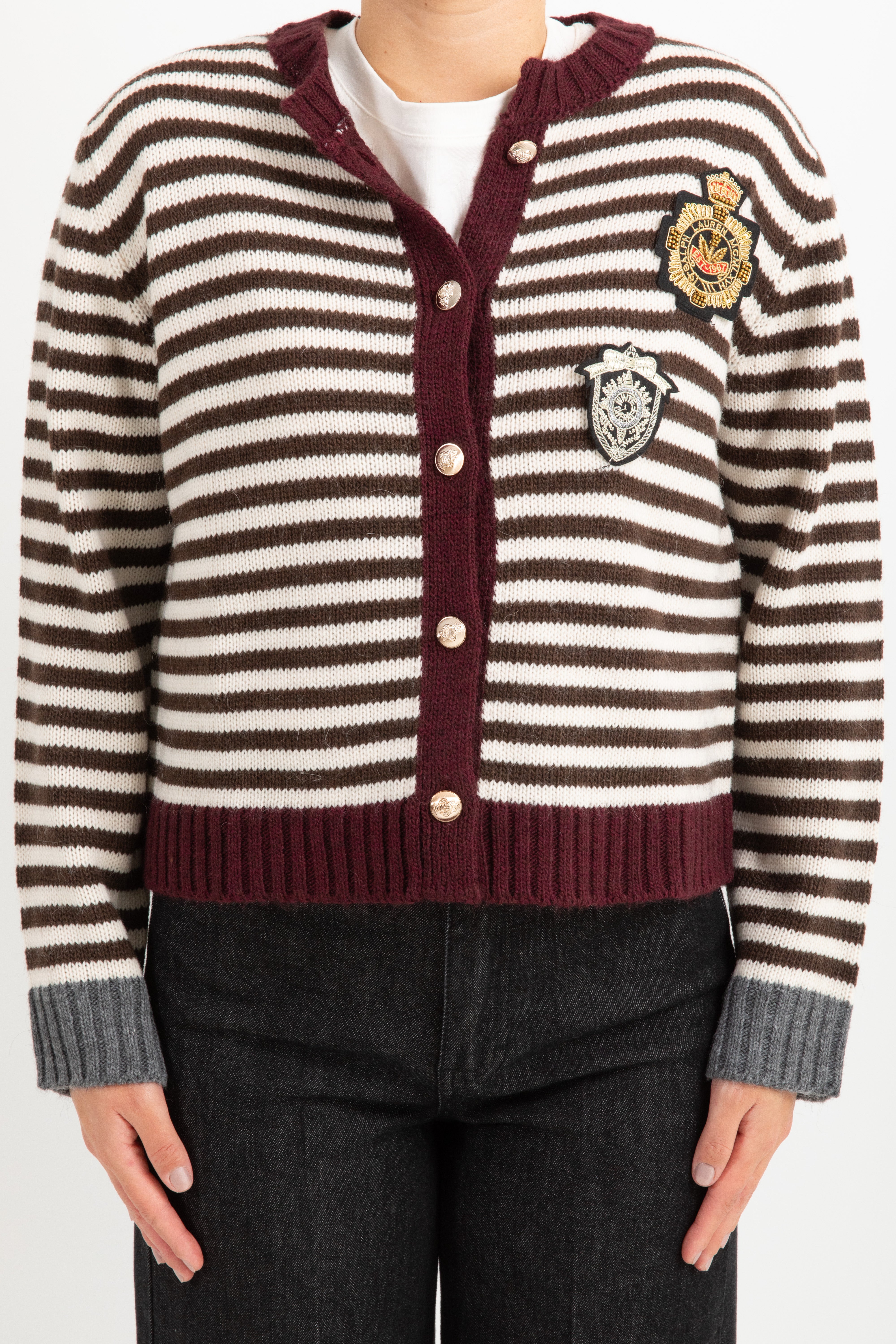 Cardigan a righe con patch Tensione IN