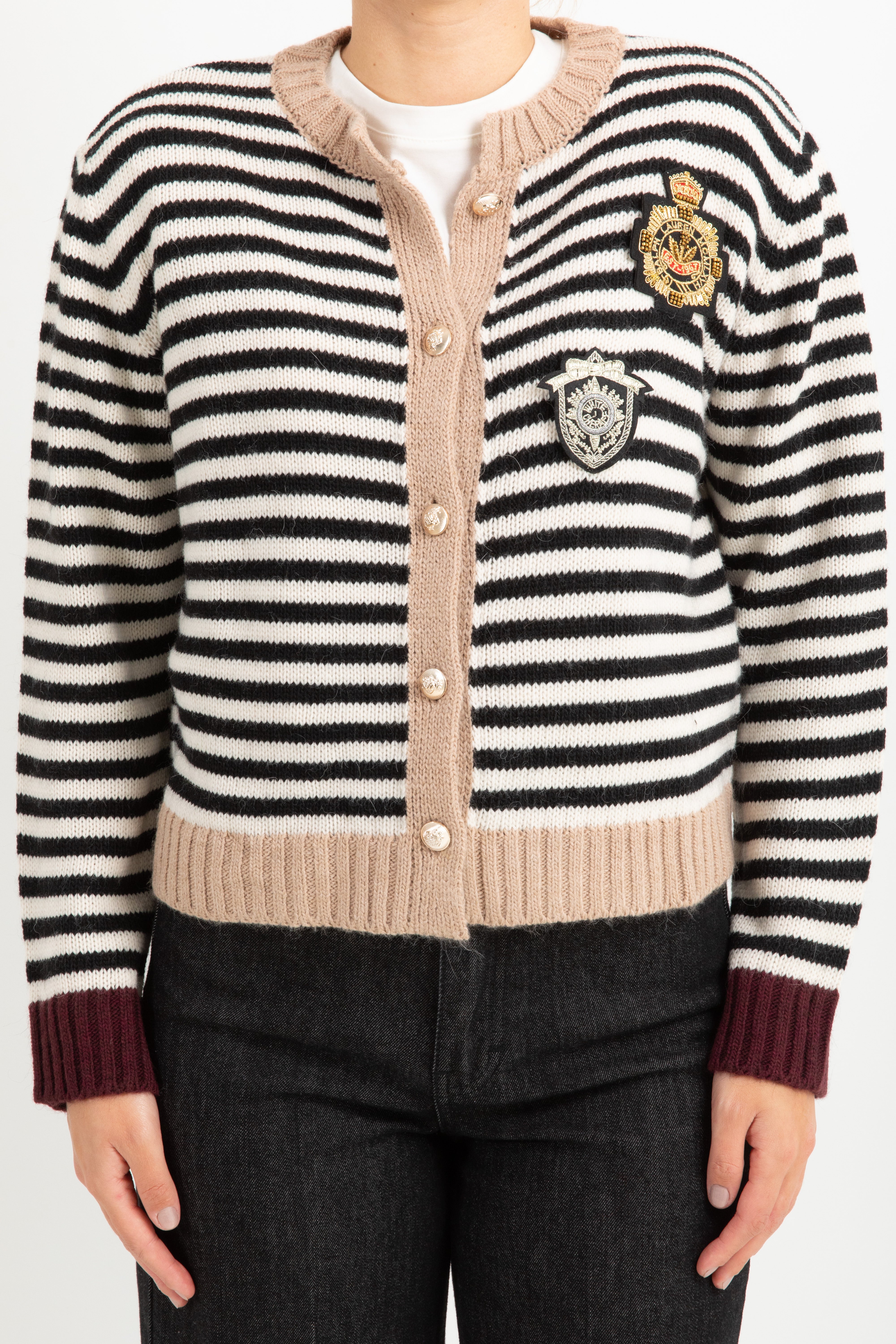 Cardigan a righe con patch Tensione IN