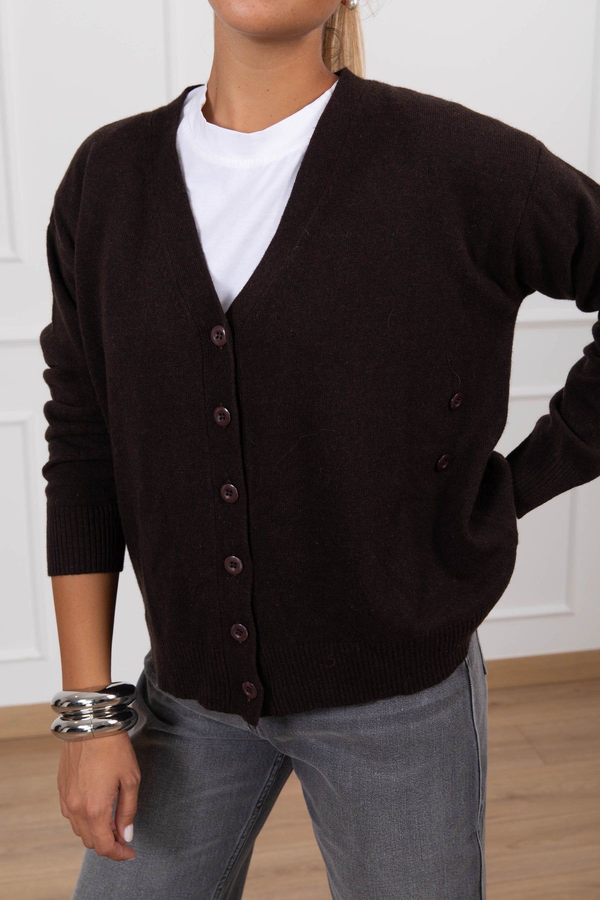 Cardigan in lana e cashmere con doppia abbottonatura Susy Mix