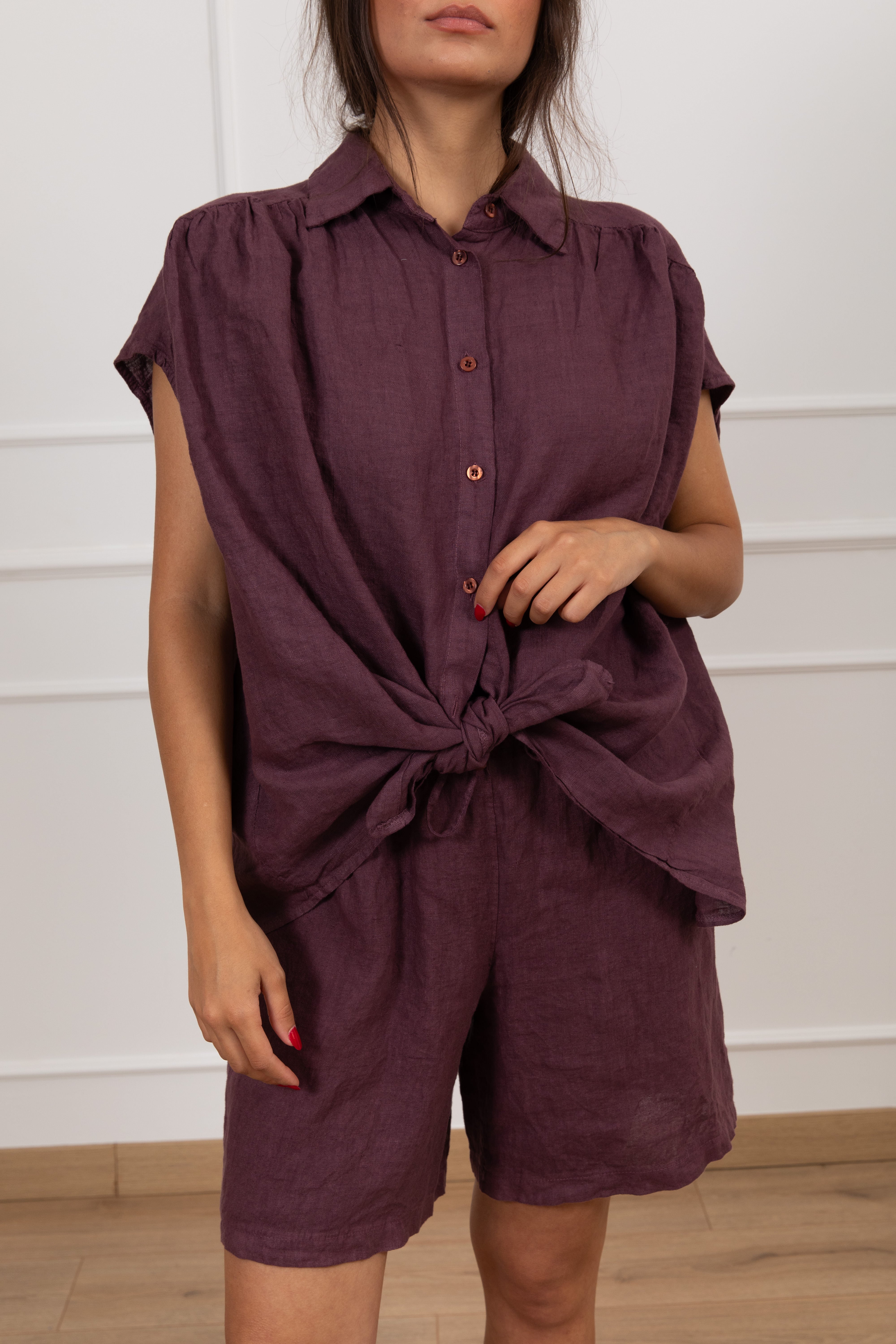 Camicia 100% lino con nodo Susy Mix