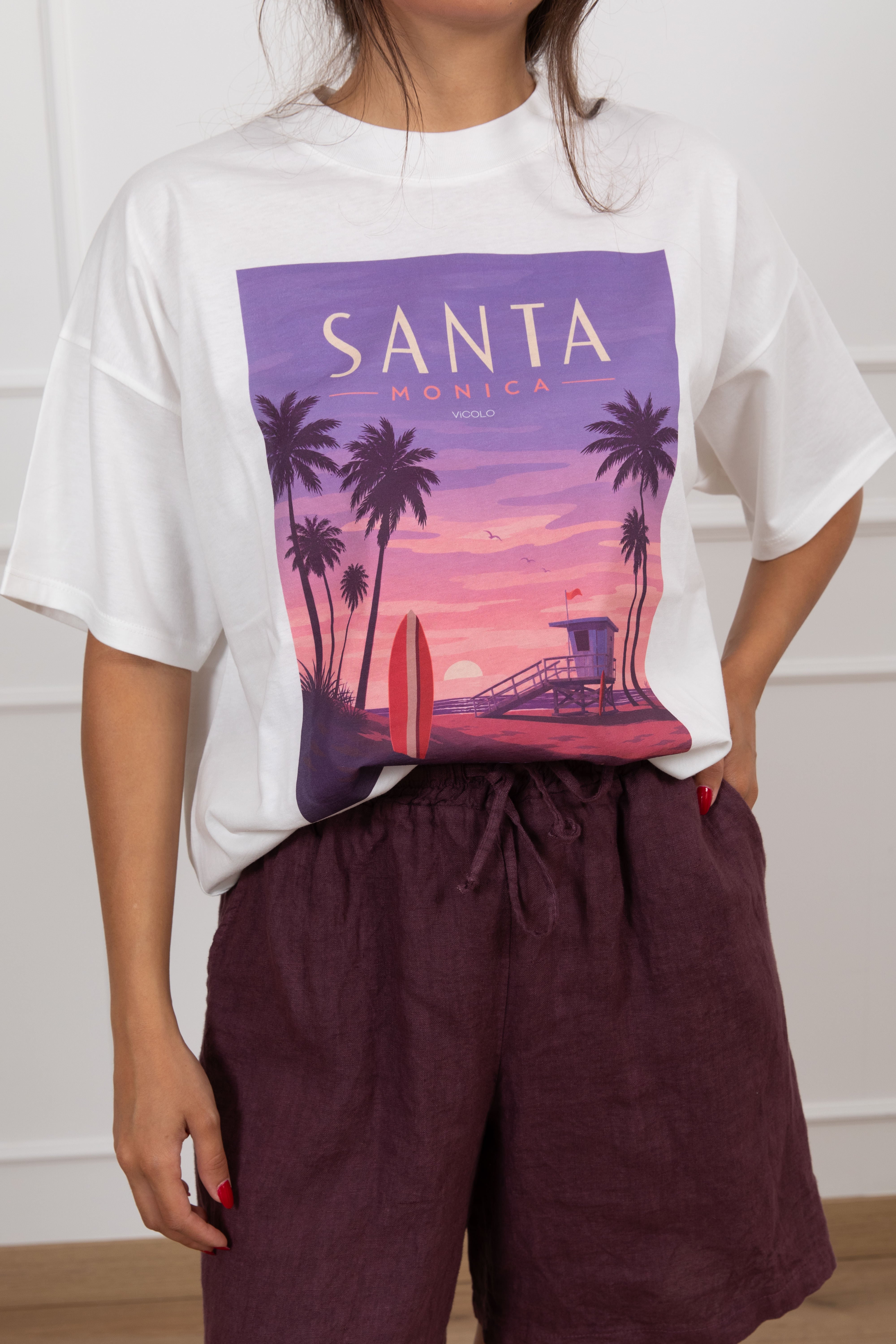 T-shirt stampa California "Santa Monica" ViCOLO