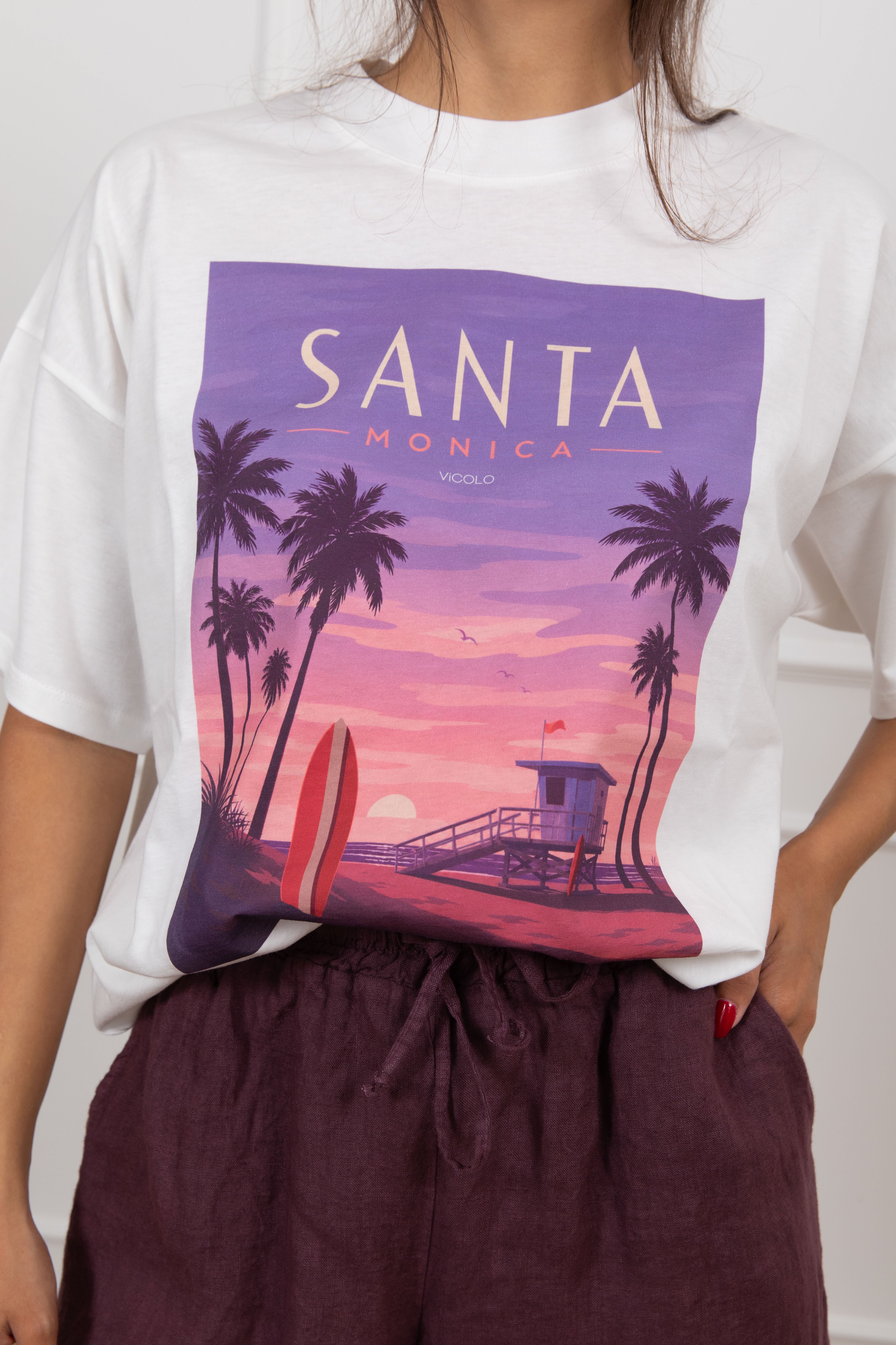 T-shirt stampa California "Santa Monica" ViCOLO