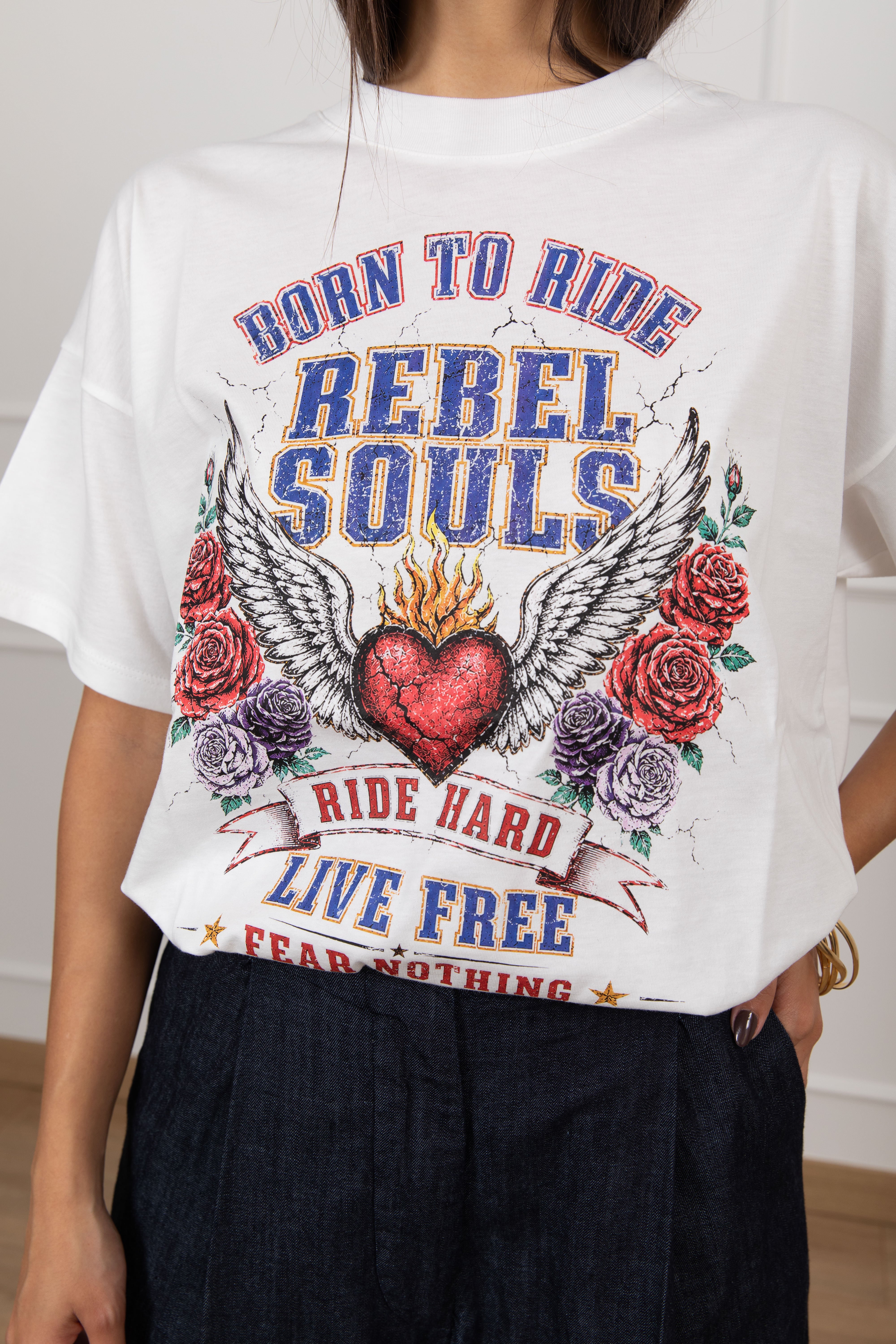 T-shirt stampa rock "Rebel soul" ViCOLO