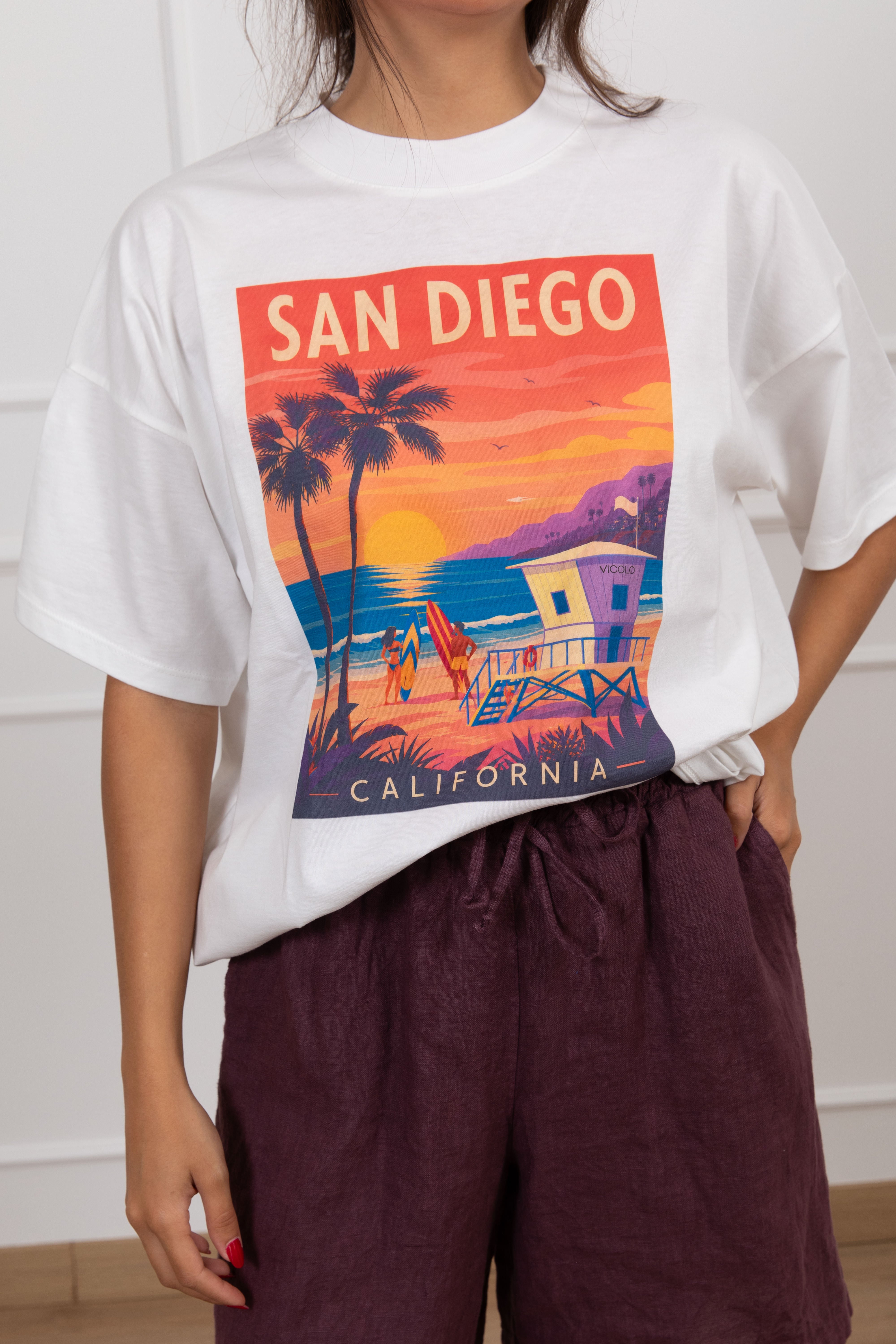 T-shirt stampa California "San Diego" ViCOLO