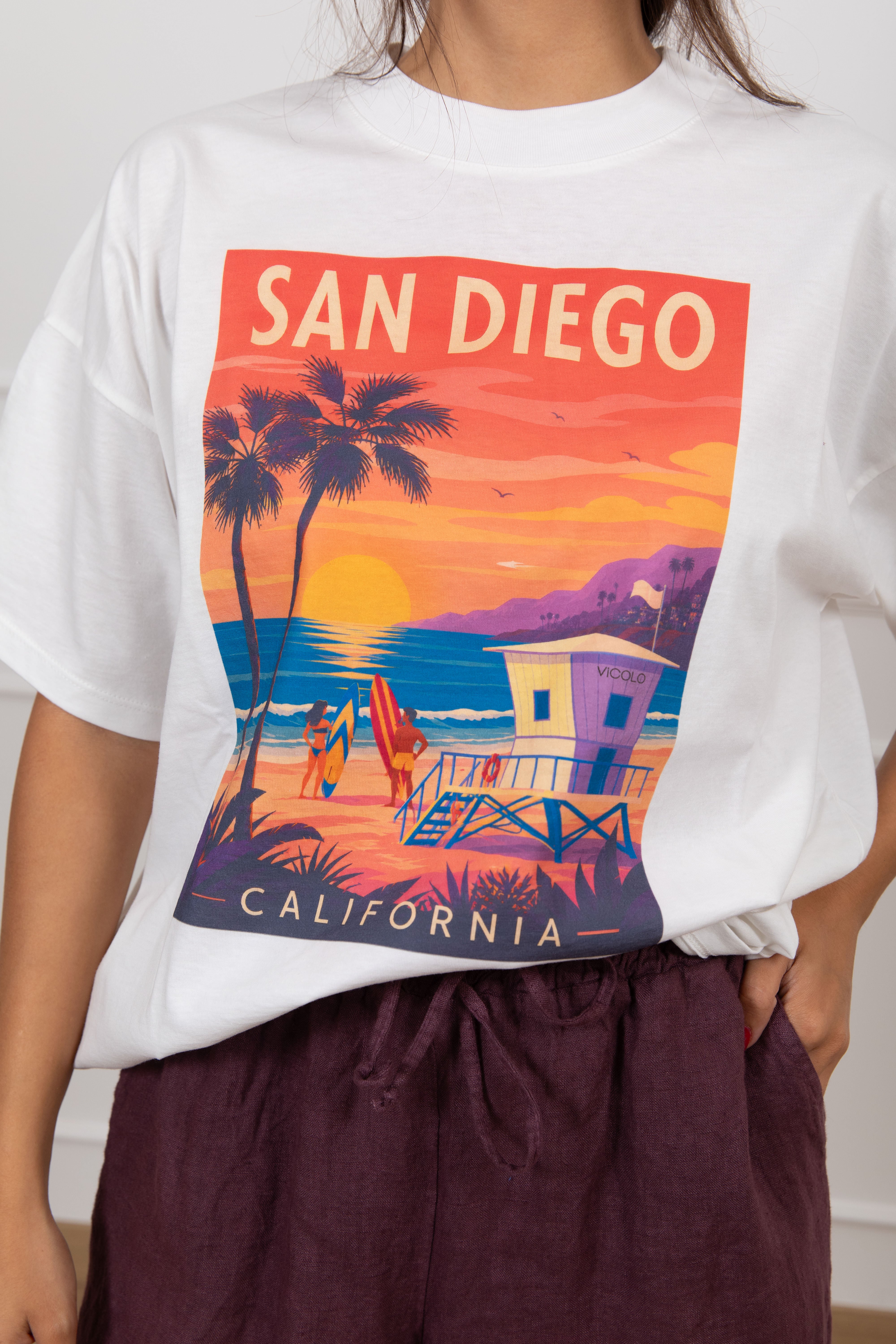 T-shirt stampa California "San Diego" ViCOLO