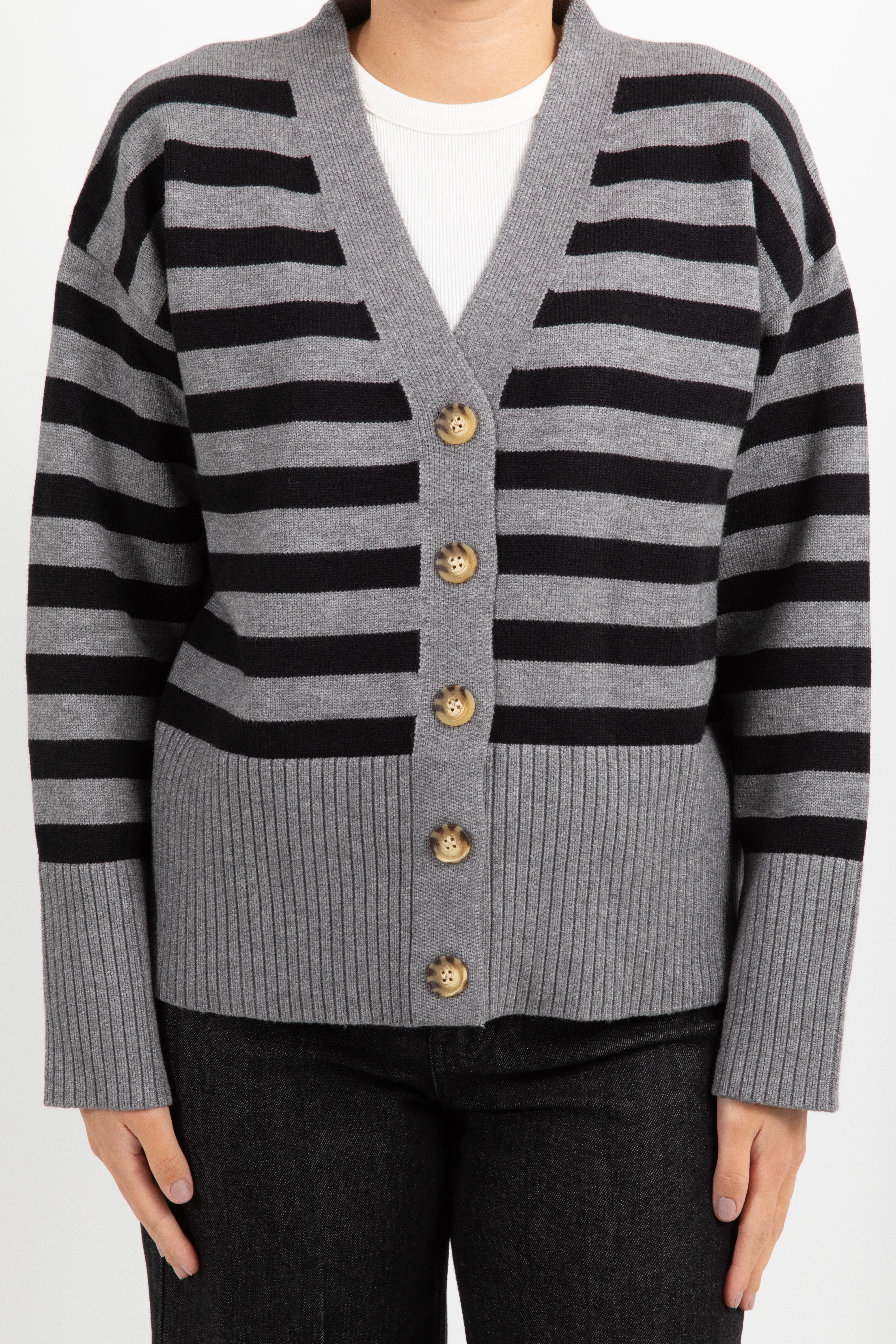 Cardigan a righe con scollo a "v" Susy Mix