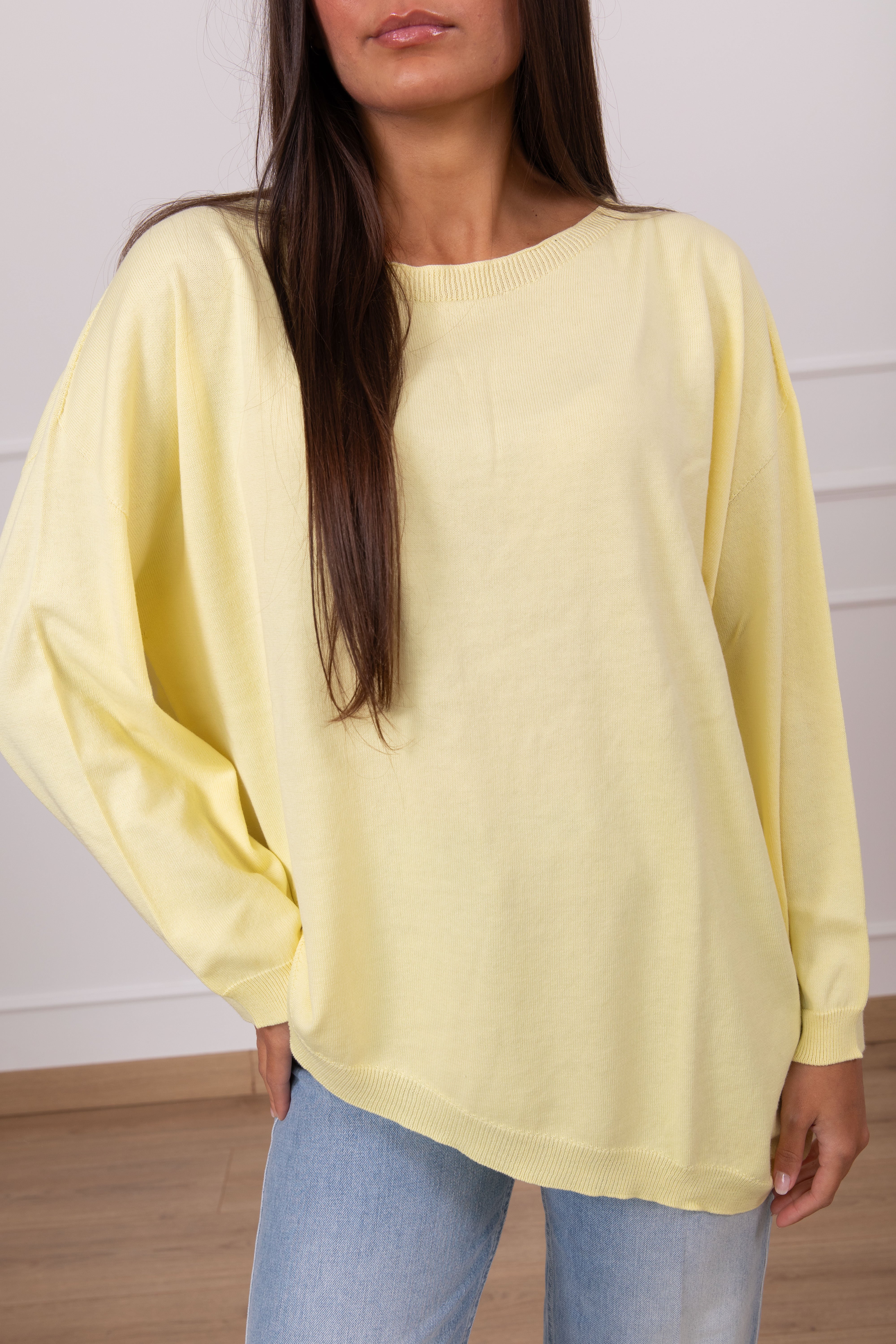 Maglia in cotone con fondo asimmetrico Susy Mix