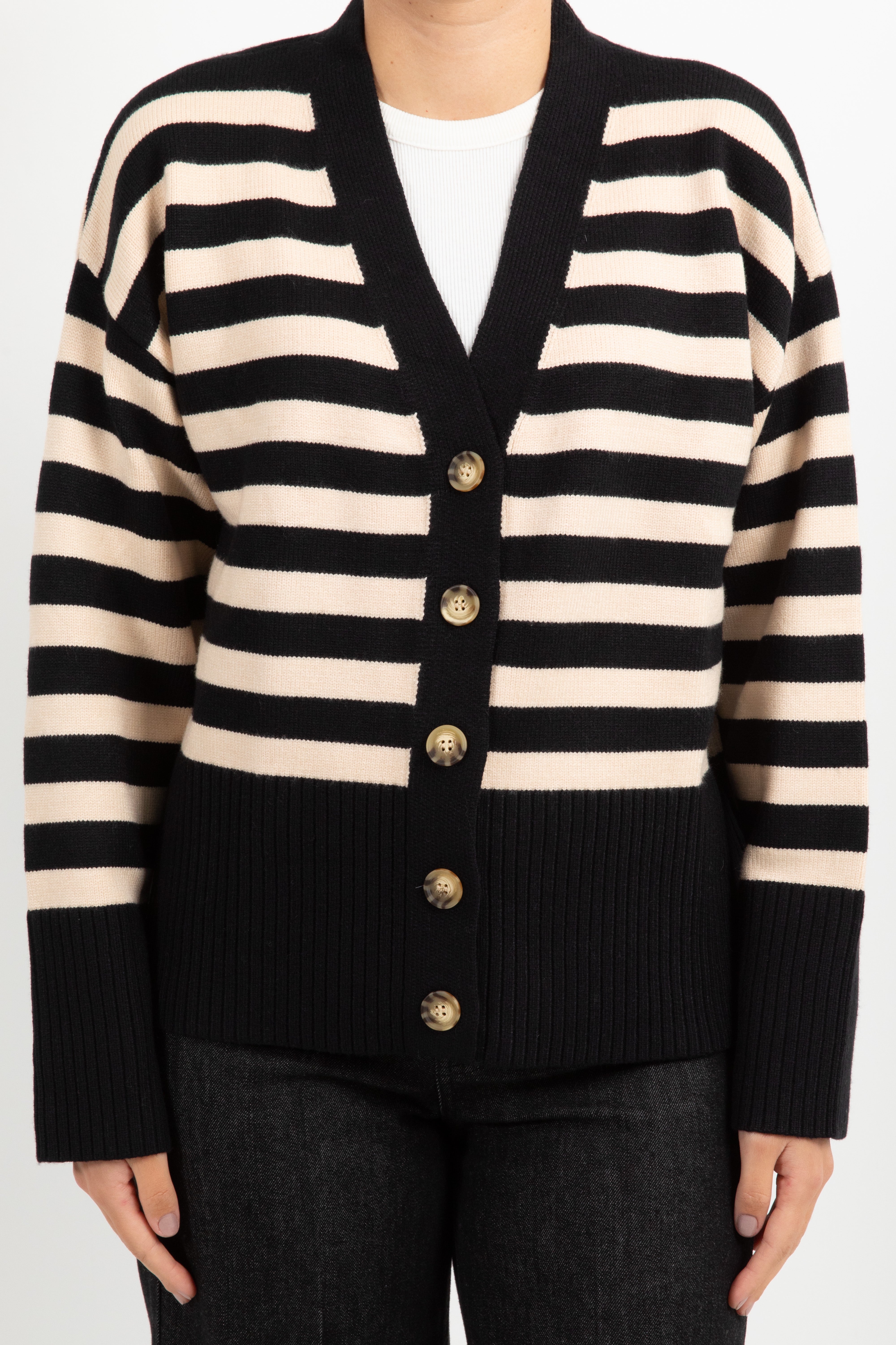 Cardigan a righe con scollo a "v" Susy Mix