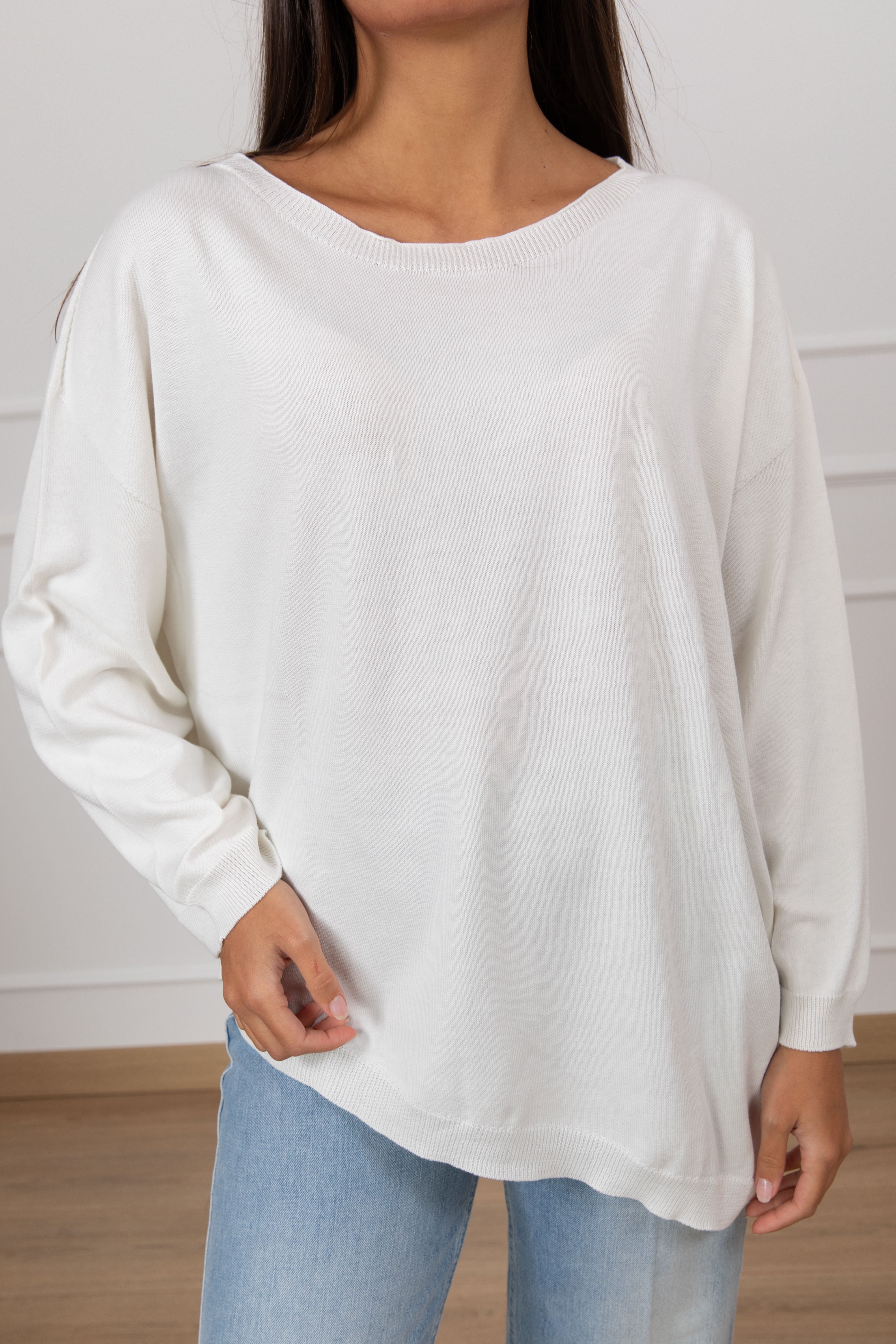 Maglia in cotone con fondo asimmetrico Susy Mix