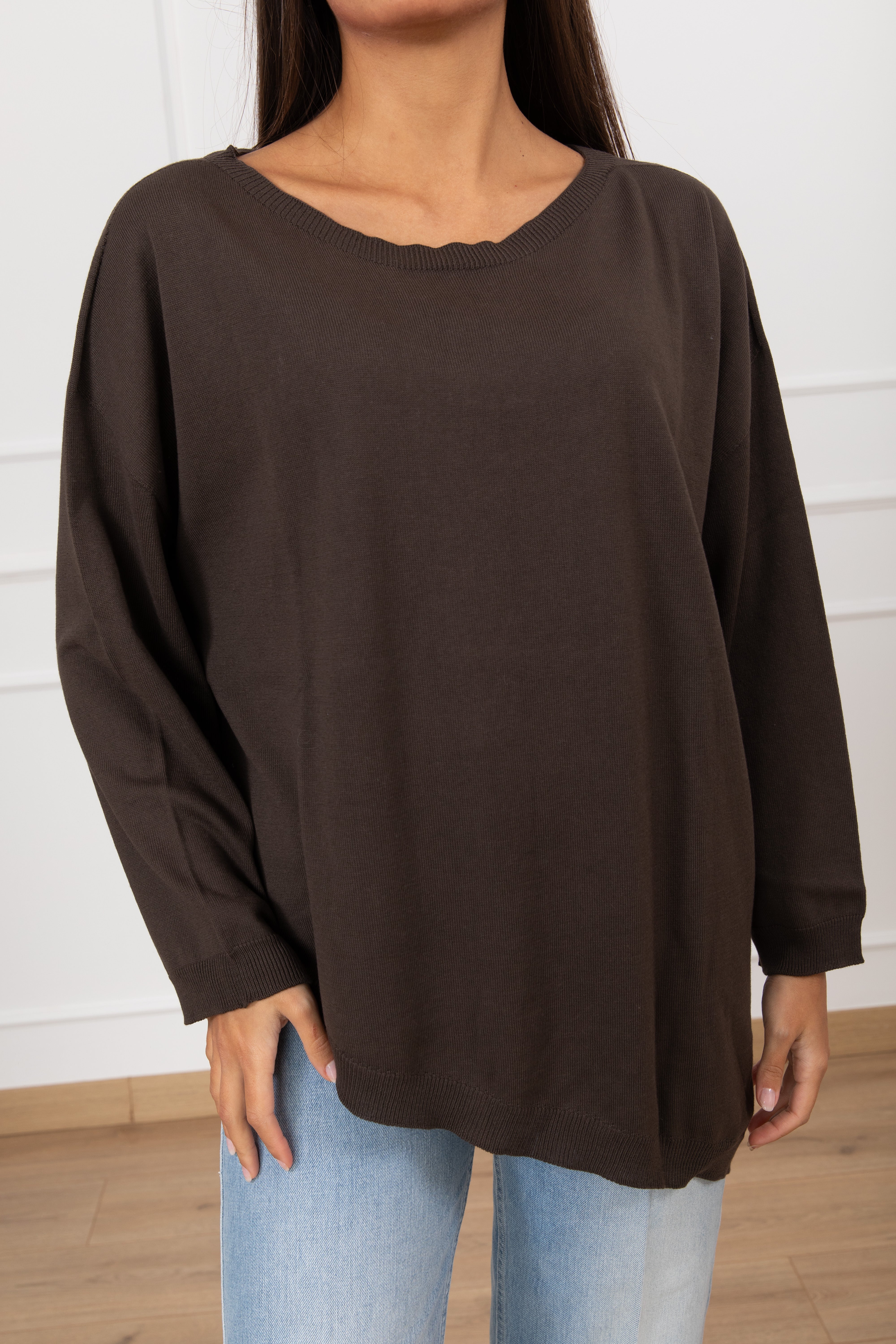 Maglia in cotone con fondo asimmetrico Susy Mix