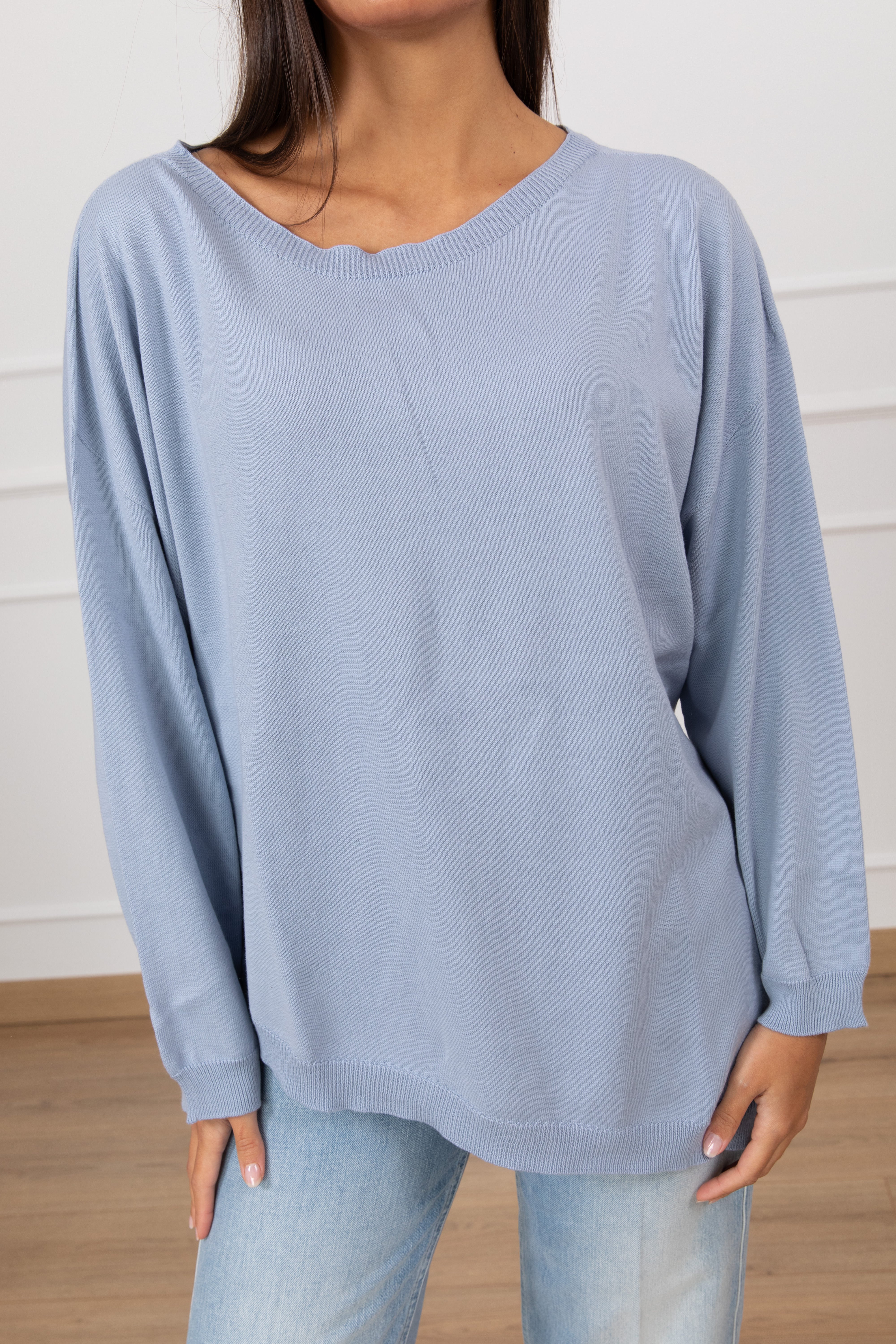 Maglia in cotone con fondo asimmetrico Susy Mix