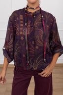Camicia stampa palme con collana a contrasto Haveone
