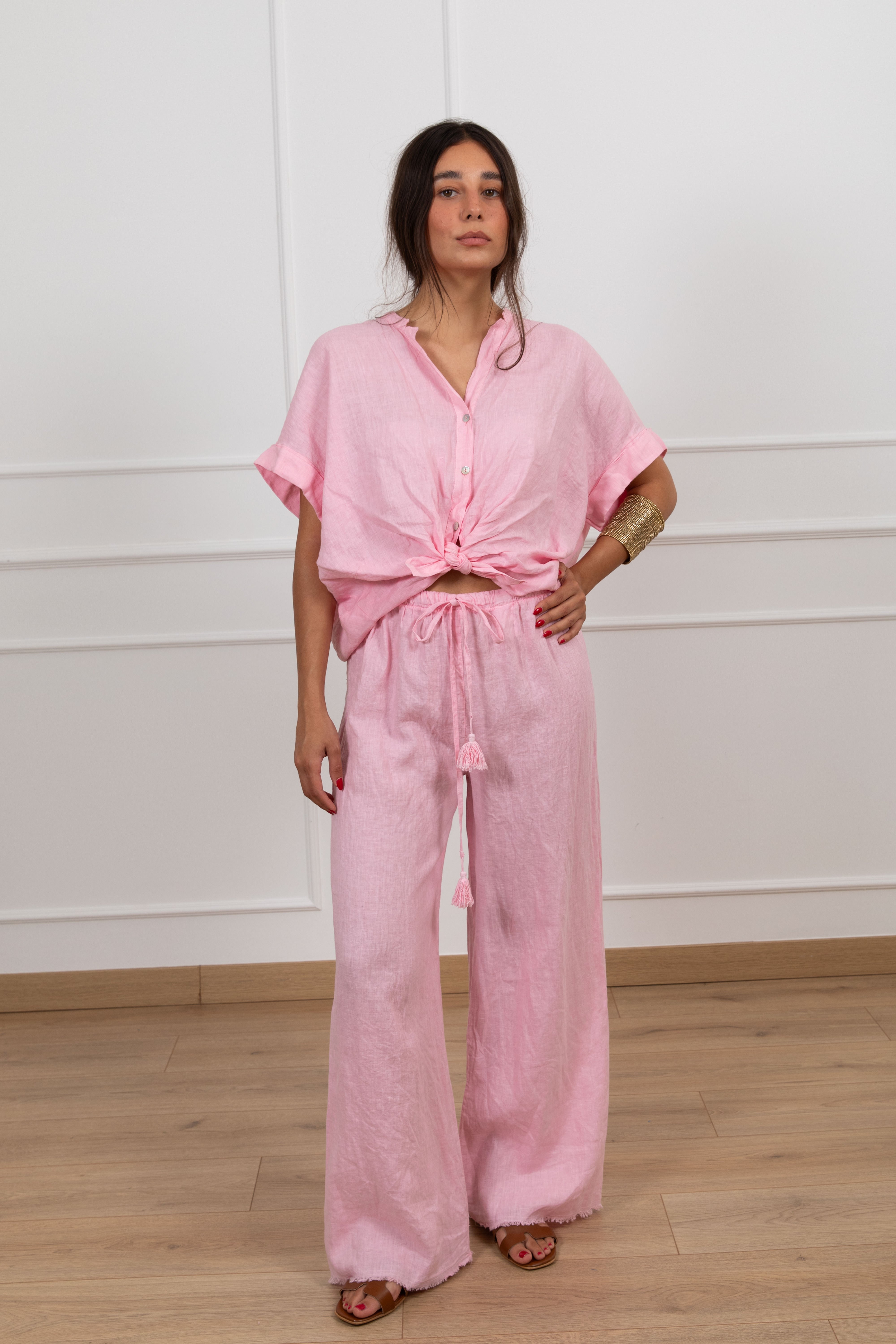Camicia manica corta 100% lino Tensione IN