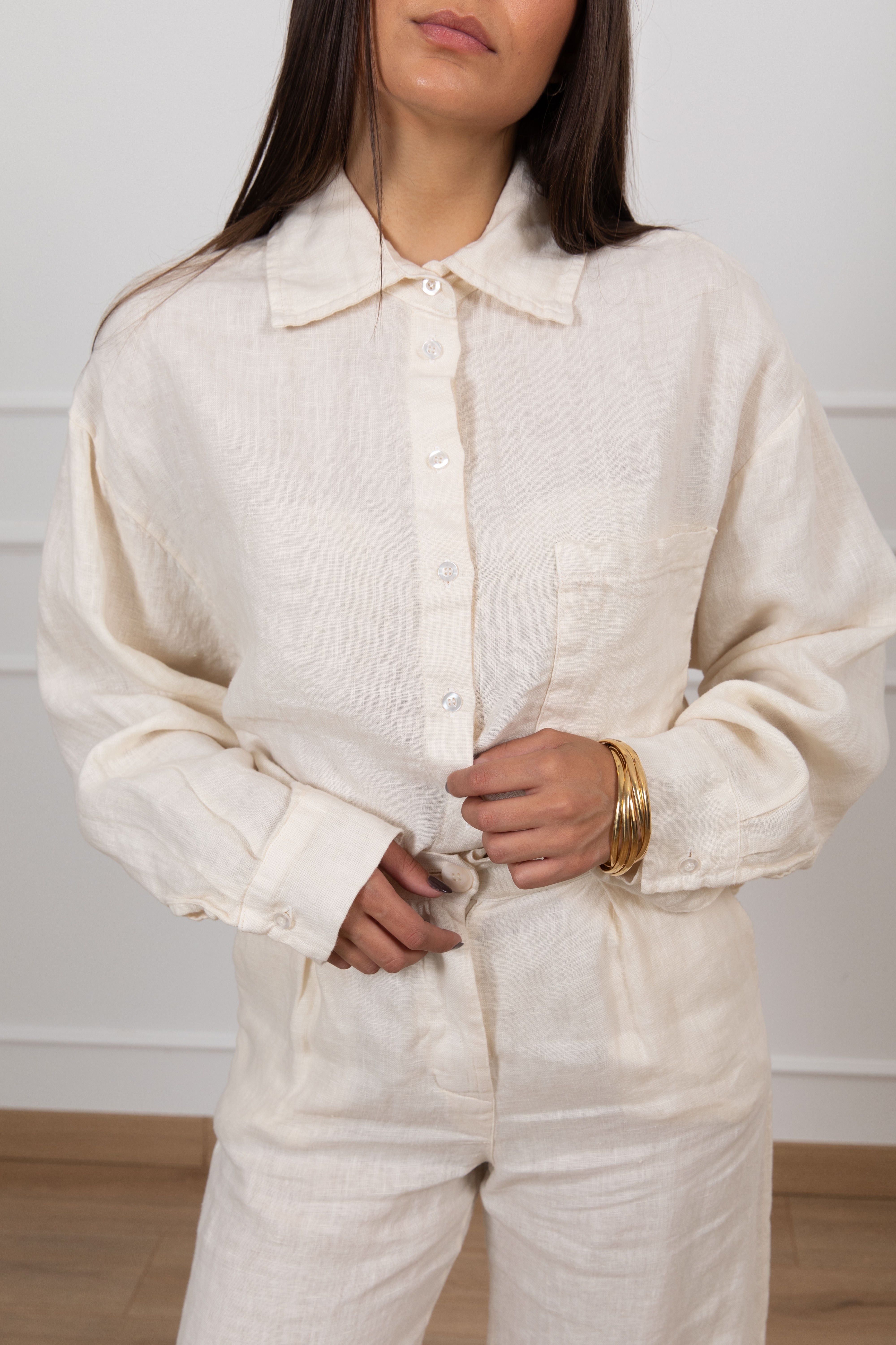 Camicia 100% lino con tasca ViCOLO