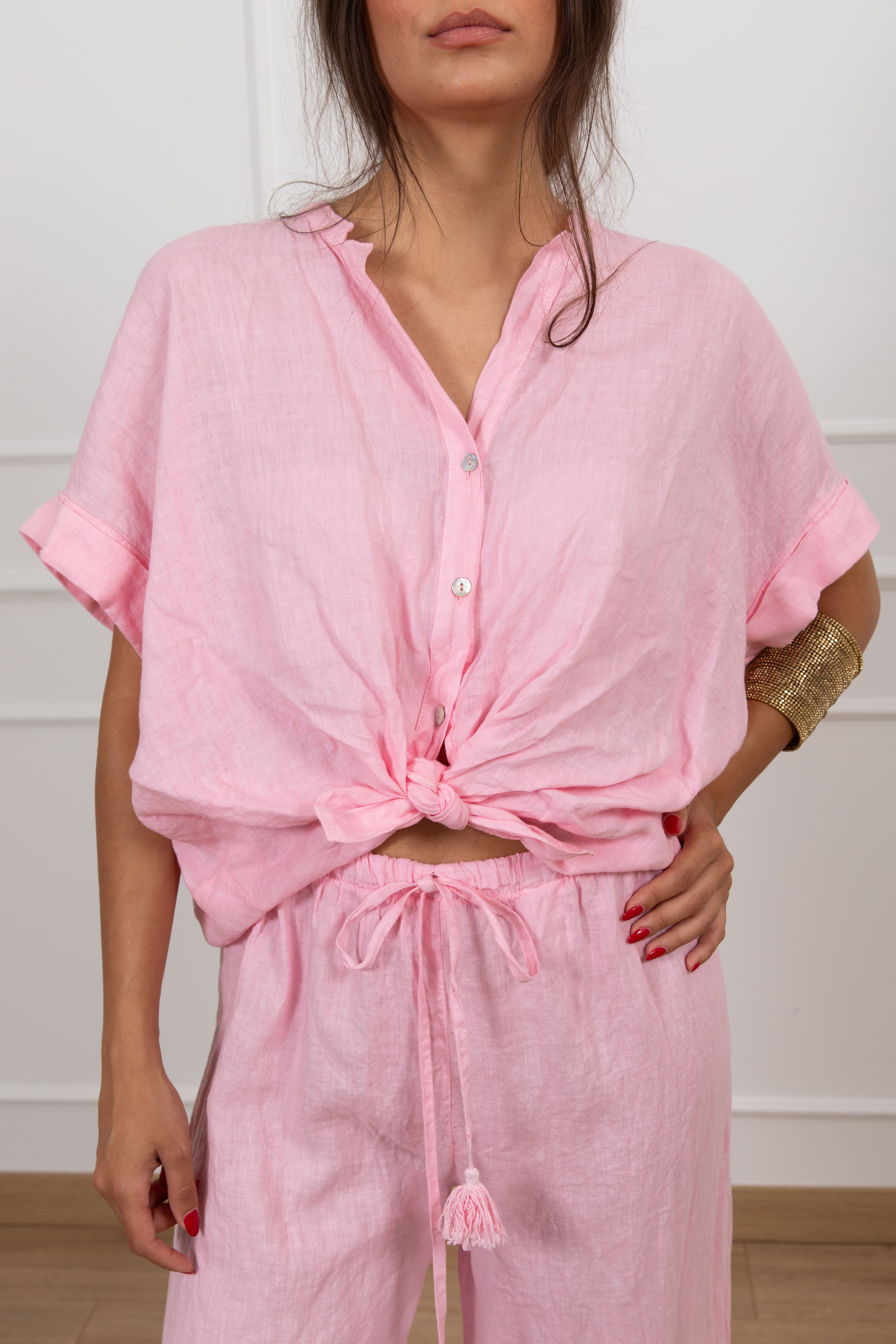 Camicia manica corta 100% lino Tensione IN