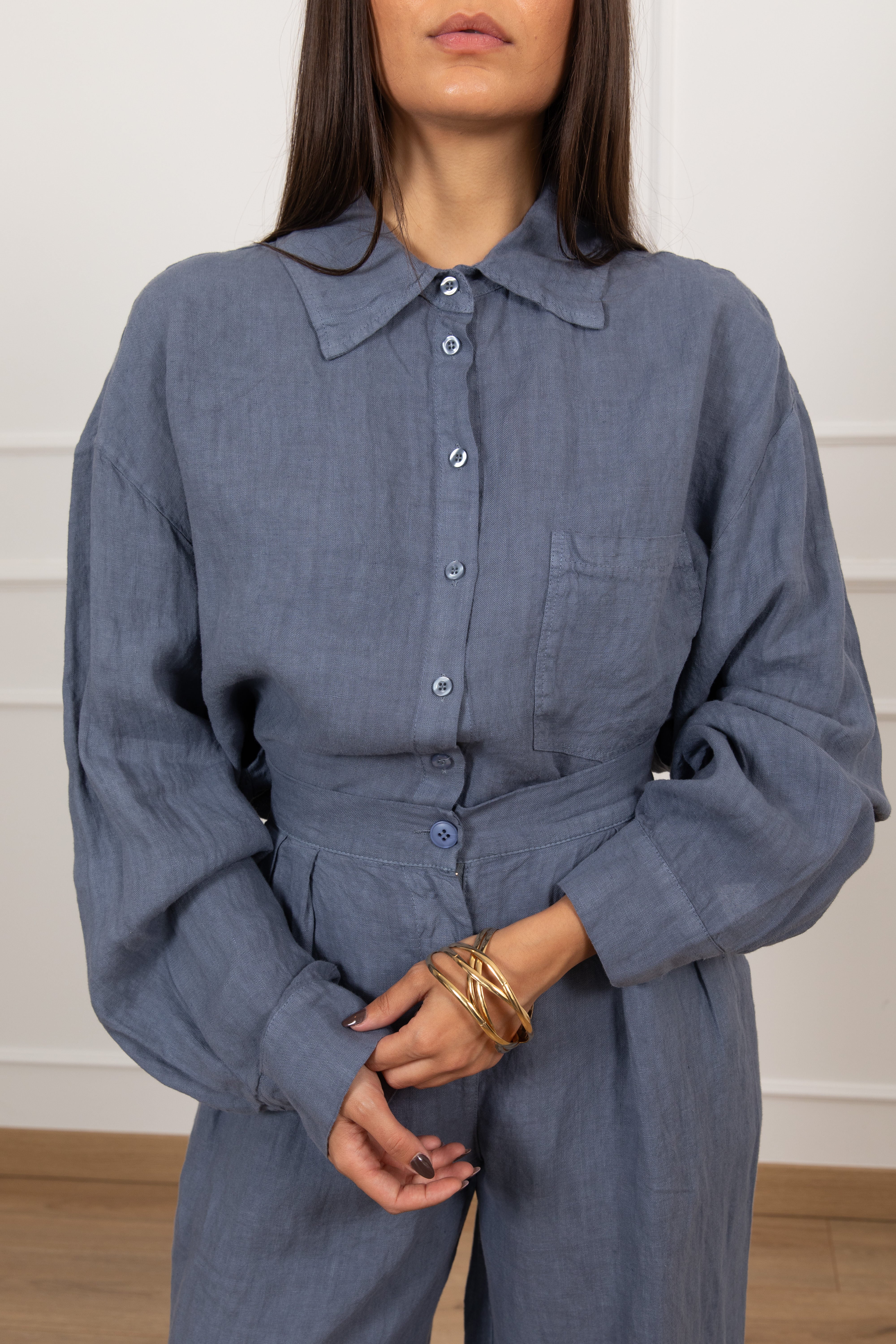 Camicia 100% lino con tasca ViCOLO