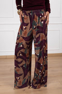Pantalone in ciniglia stampa foglie Haveone