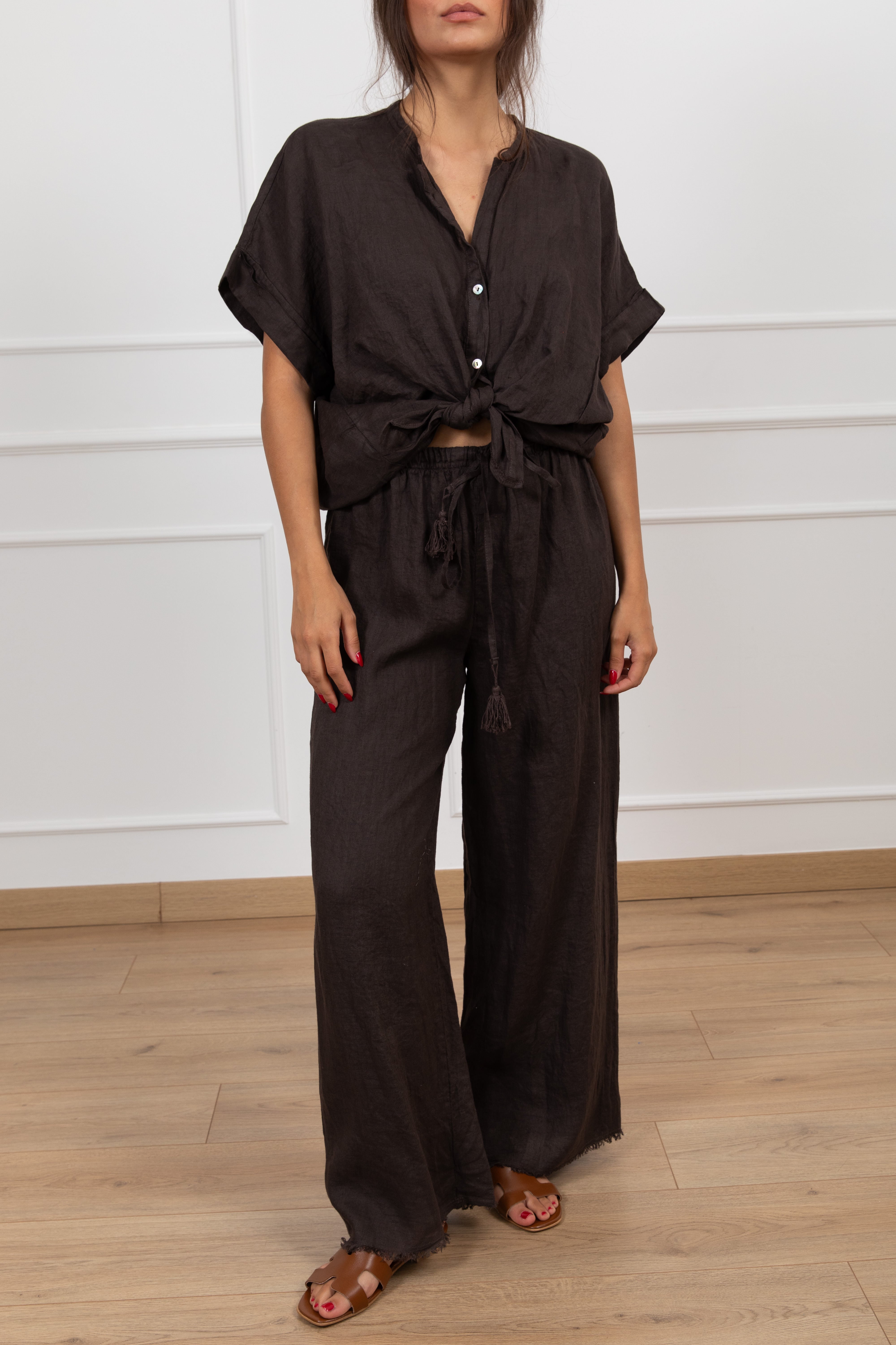 Camicia manica corta 100% lino Tensione IN