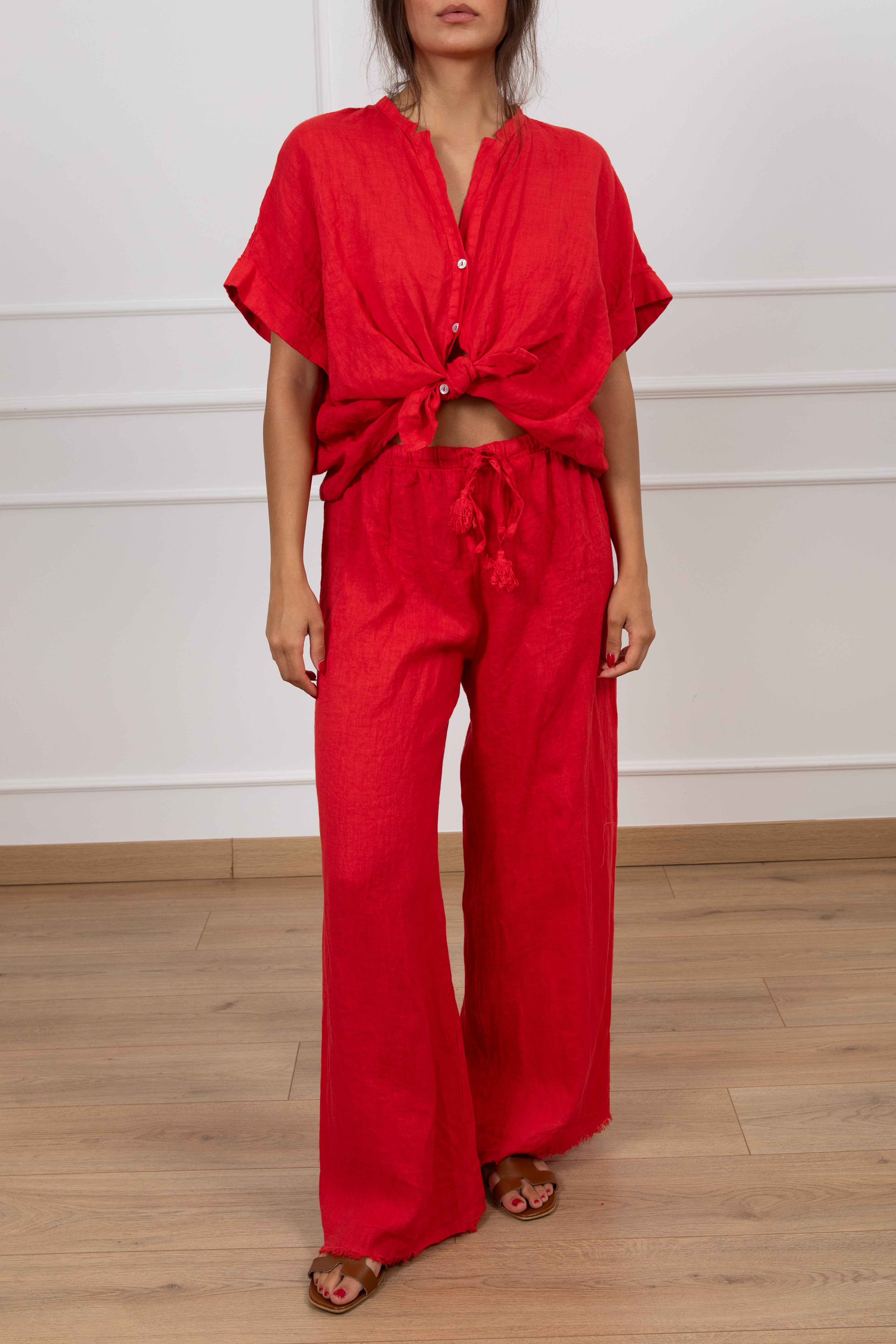 Camicia manica corta 100% lino Tensione IN